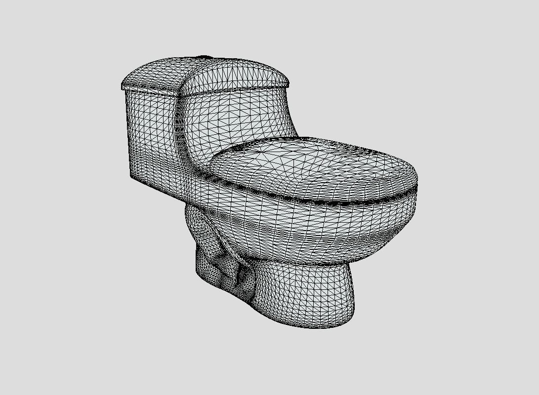 White Curve One Piece Toilet WC Low-poly 3D model_7