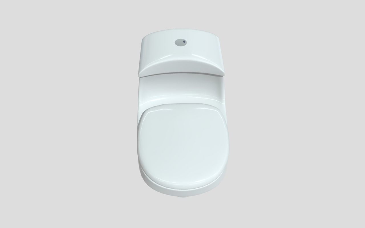 White Curve One Piece Toilet WC Low-poly 3D model_1