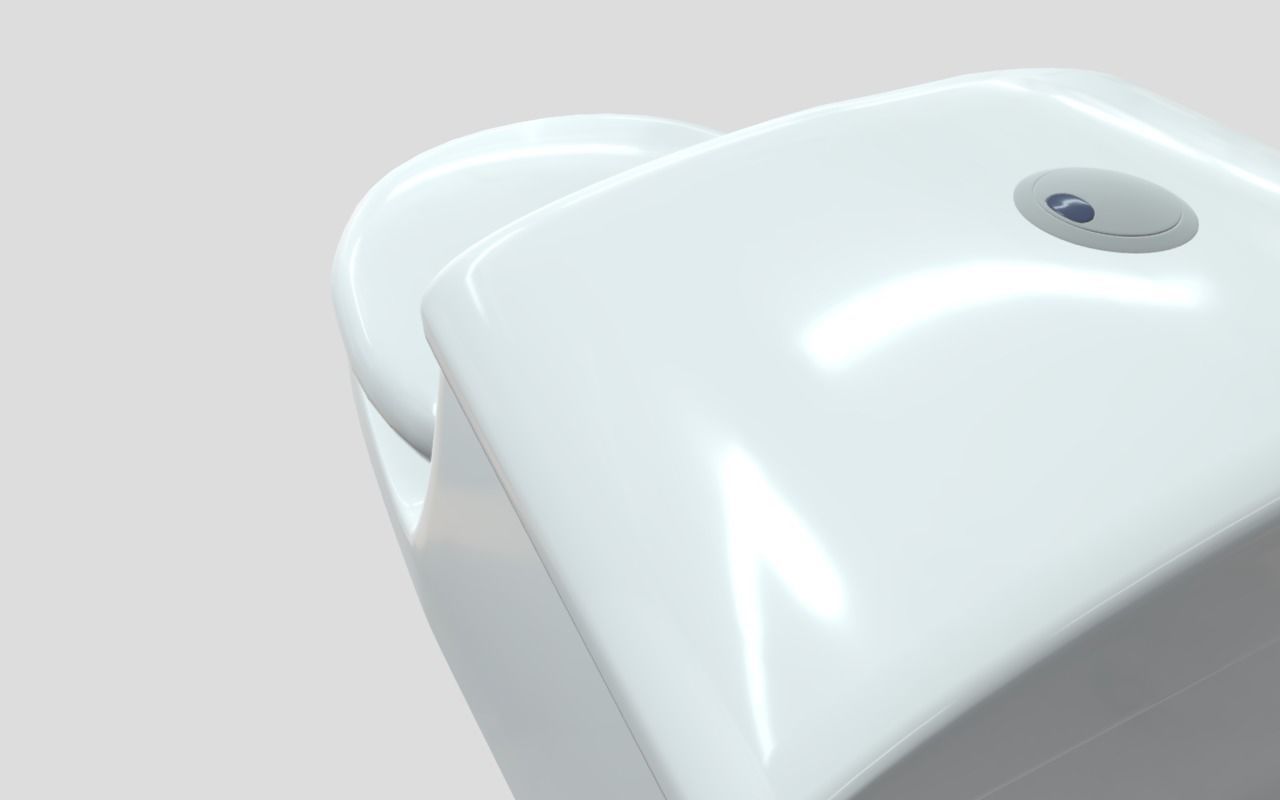 White Curve One Piece Toilet WC Low-poly 3D model_5