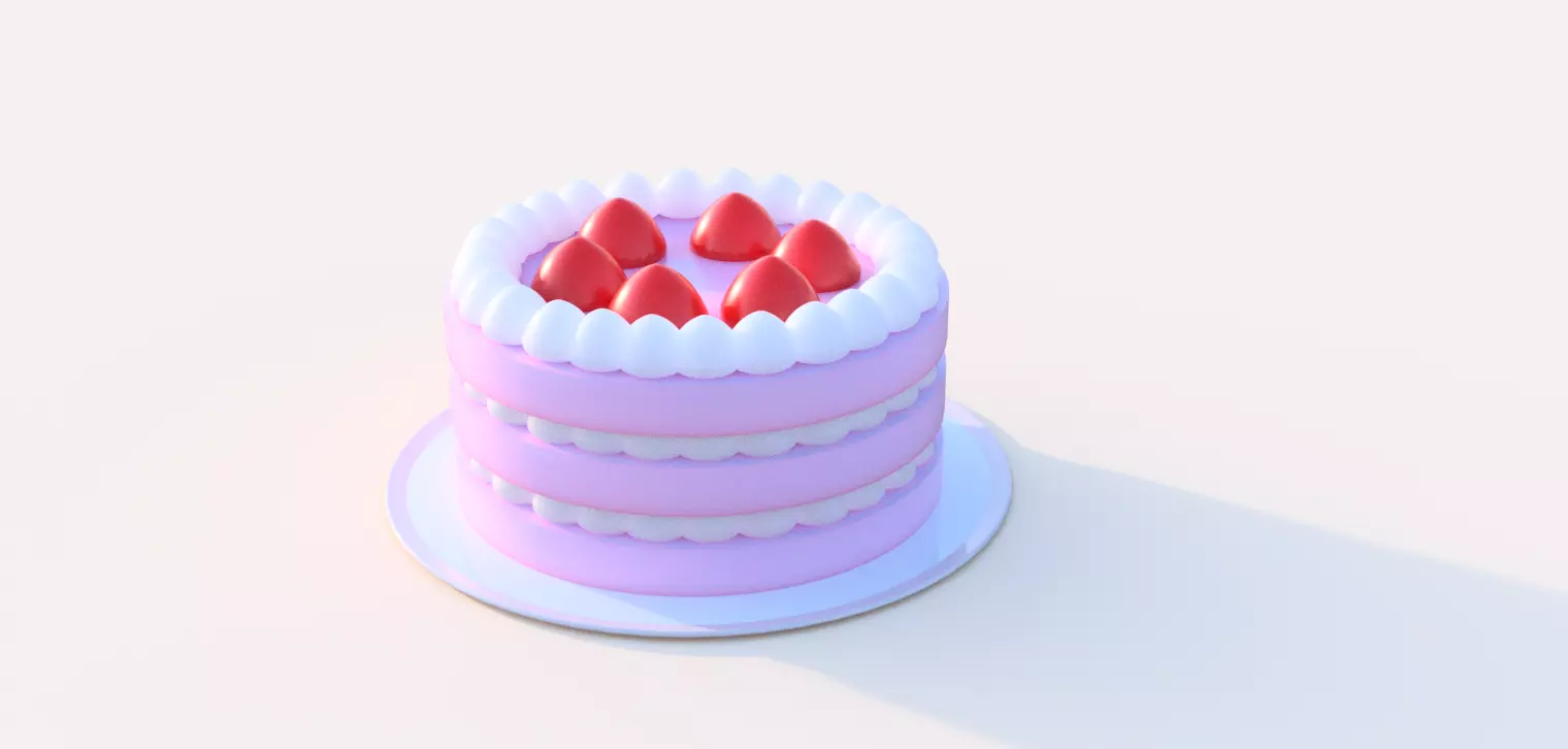 Strawberry Layered Cake 3D print model_0