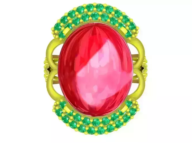 A5332 Oval Ruby and Diamond Fashion Ring for Lady