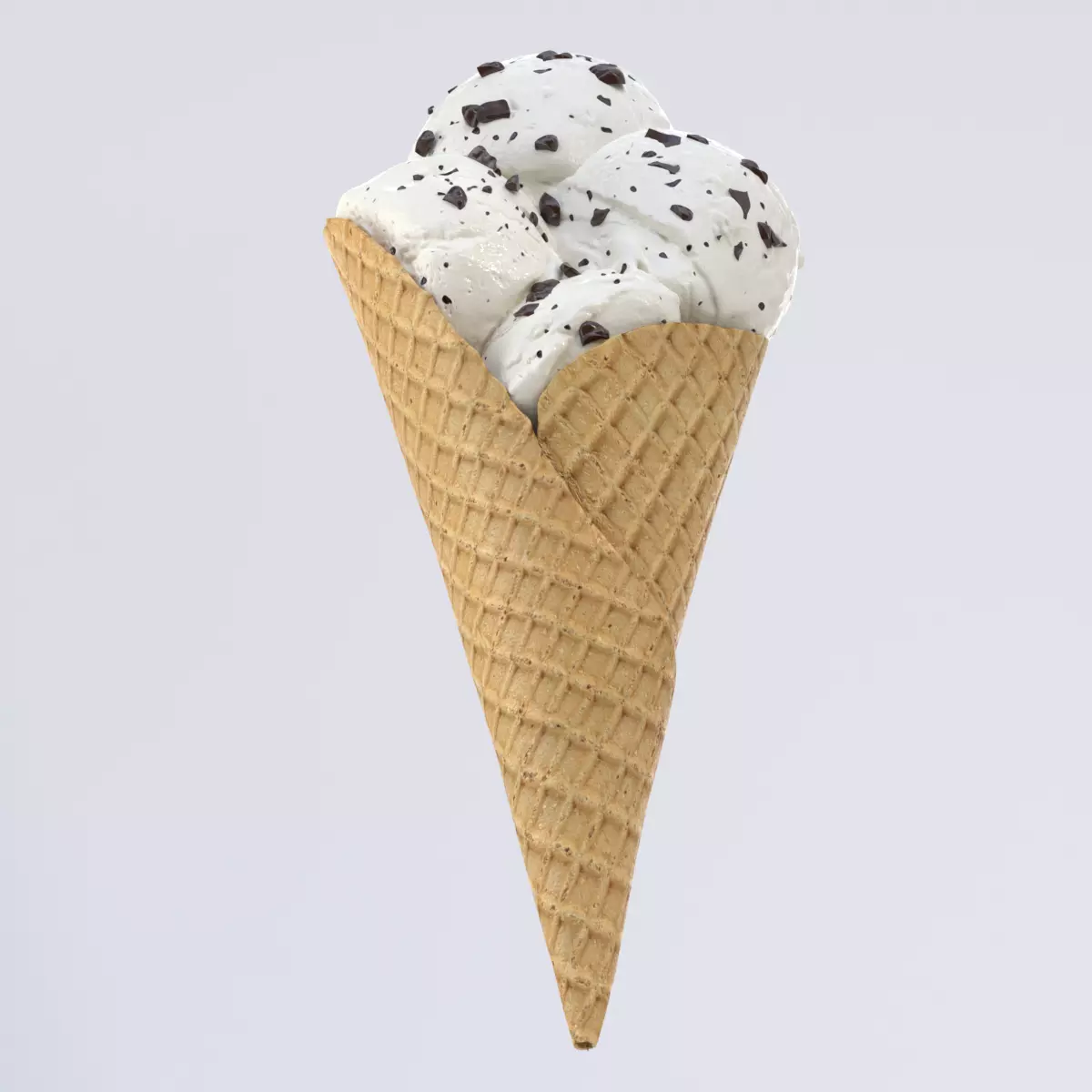 Ice cream cone with chocolate chips 3D model_0