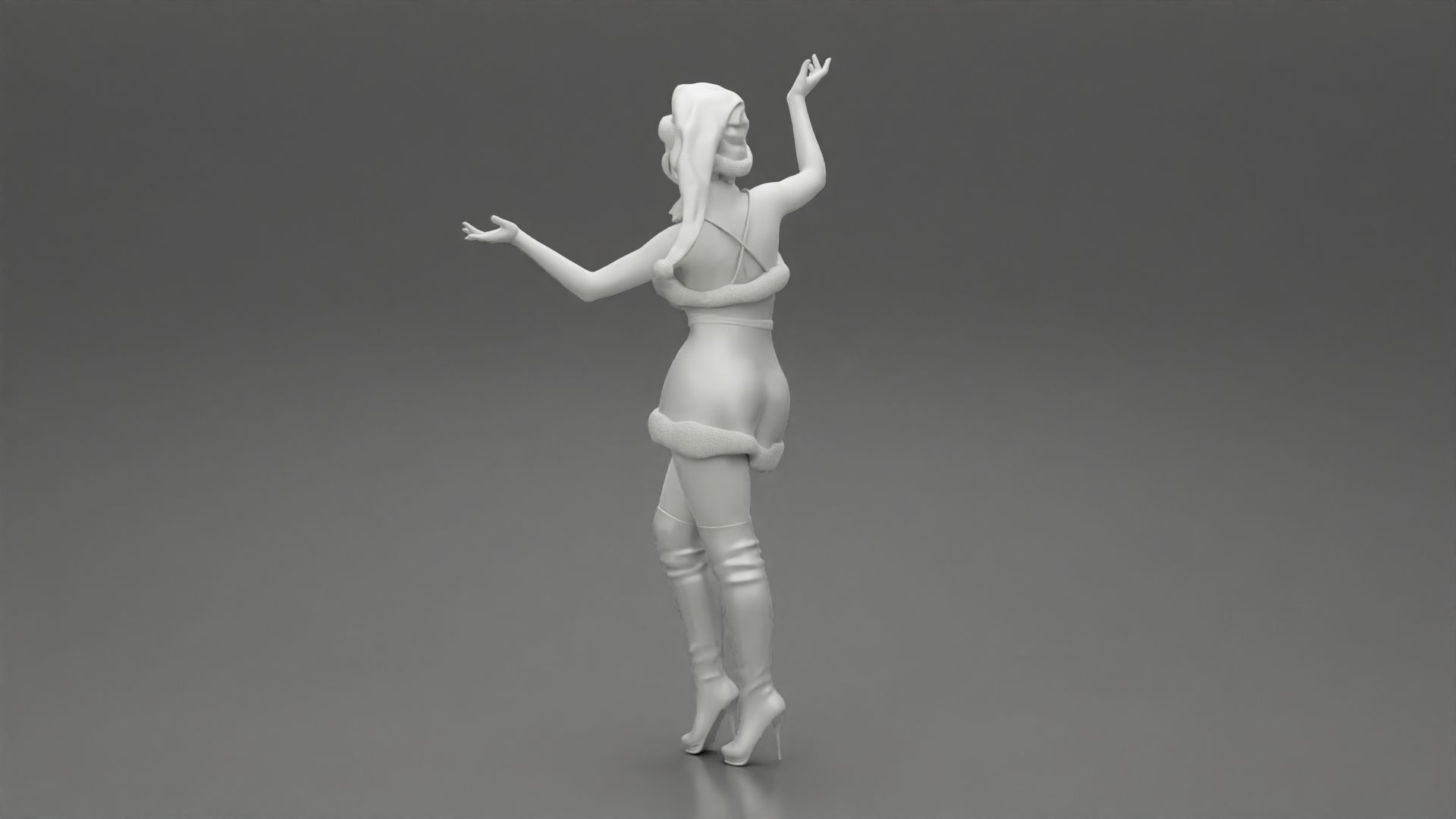 Lovely Santa Girl in Christmas Dress Posing 3D print model_10