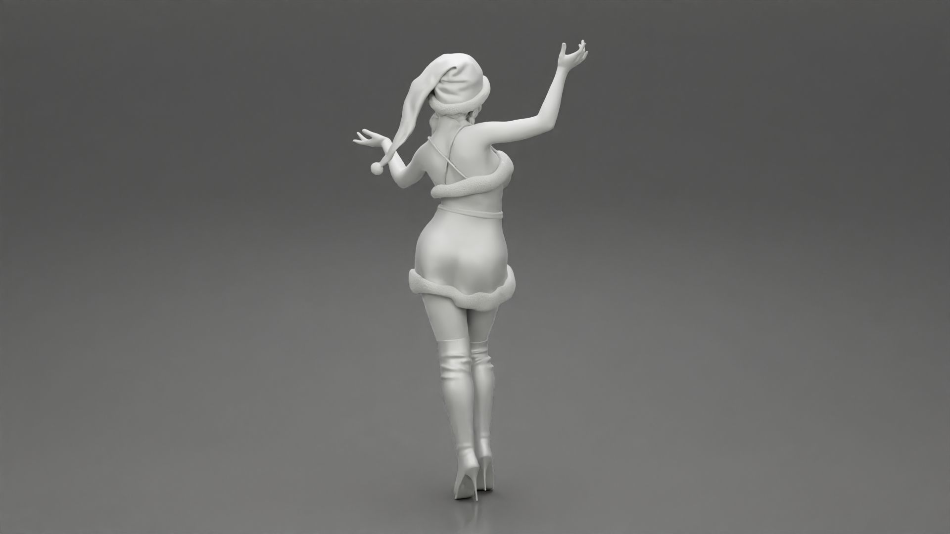 Lovely Santa Girl in Christmas Dress Posing 3D print model_9