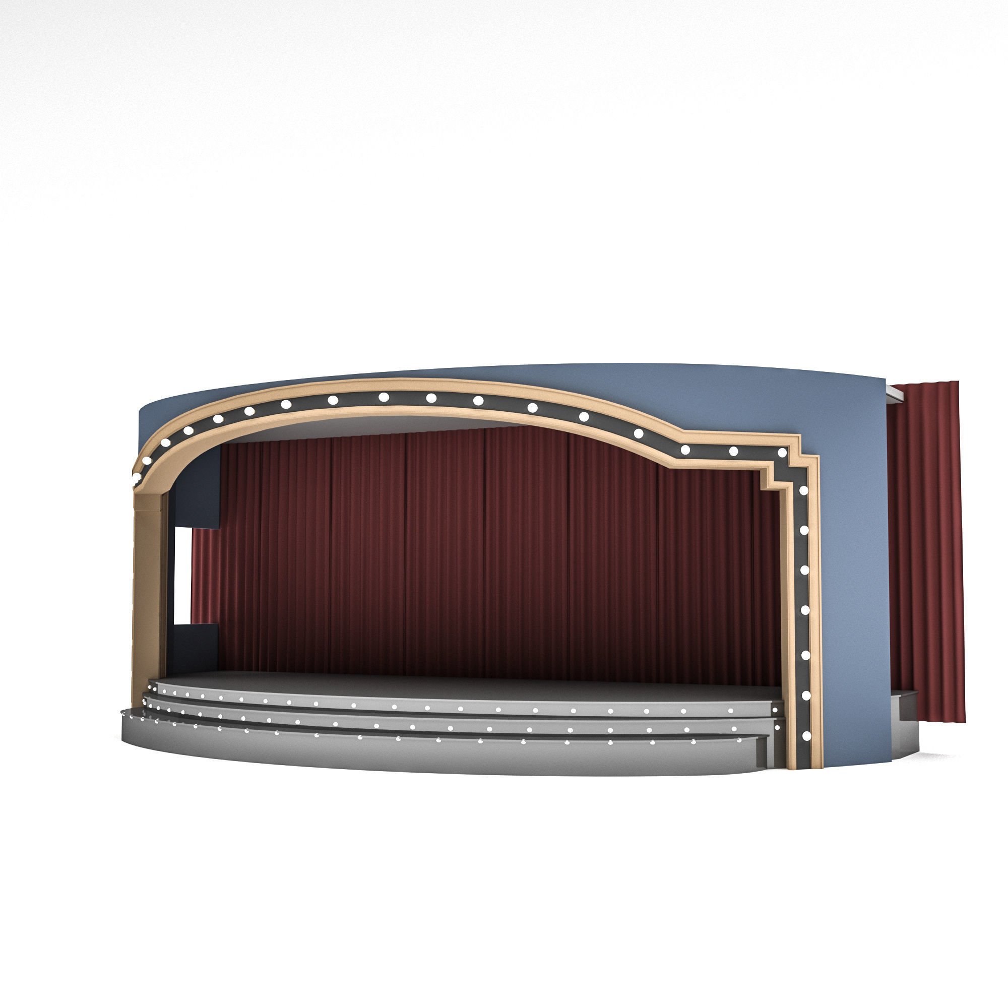 retro stage Low-poly 3D model_2