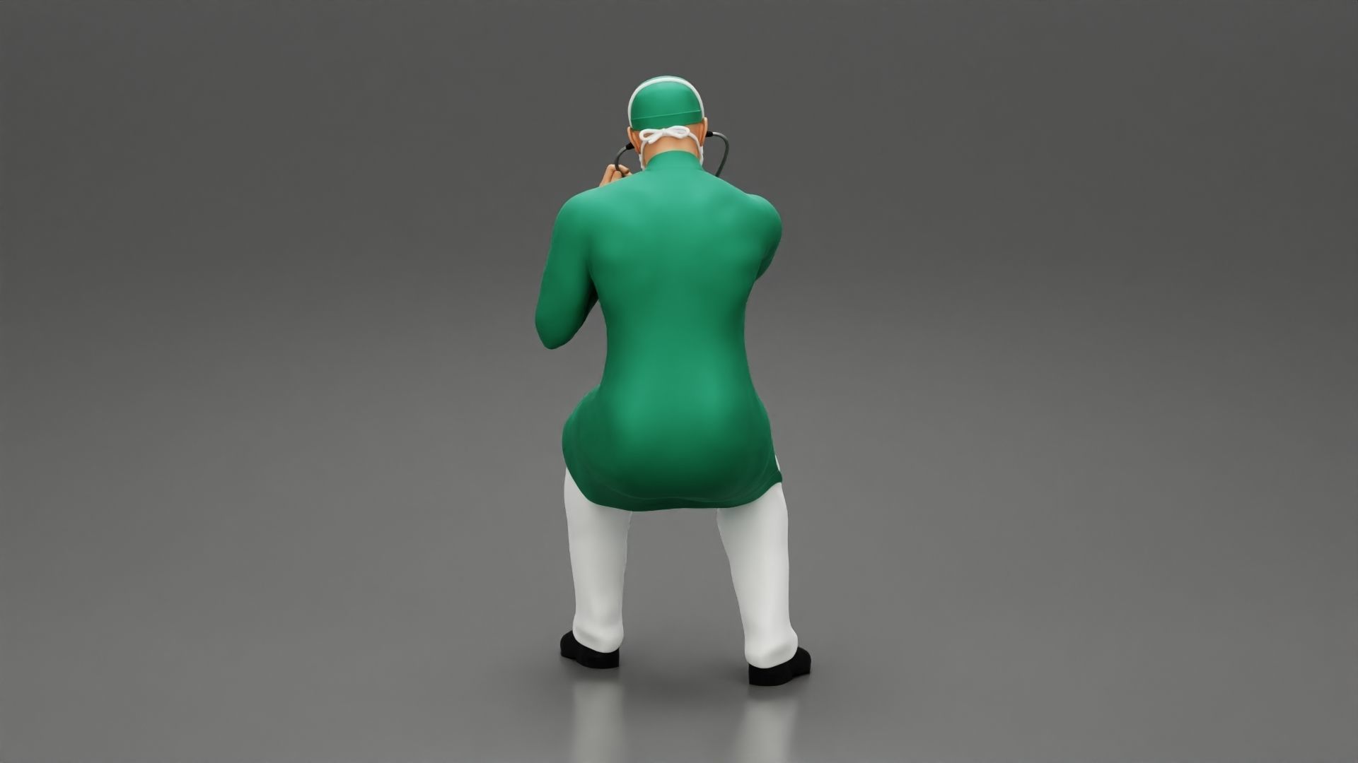 Doctor sitting examining a patients condition with a stethoscope 3D print model_4