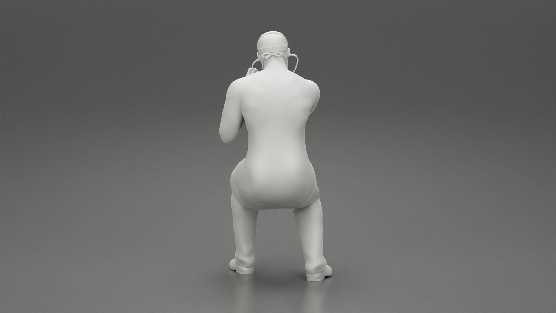 Doctor sitting examining a patients condition with a stethoscope 3D print model_10