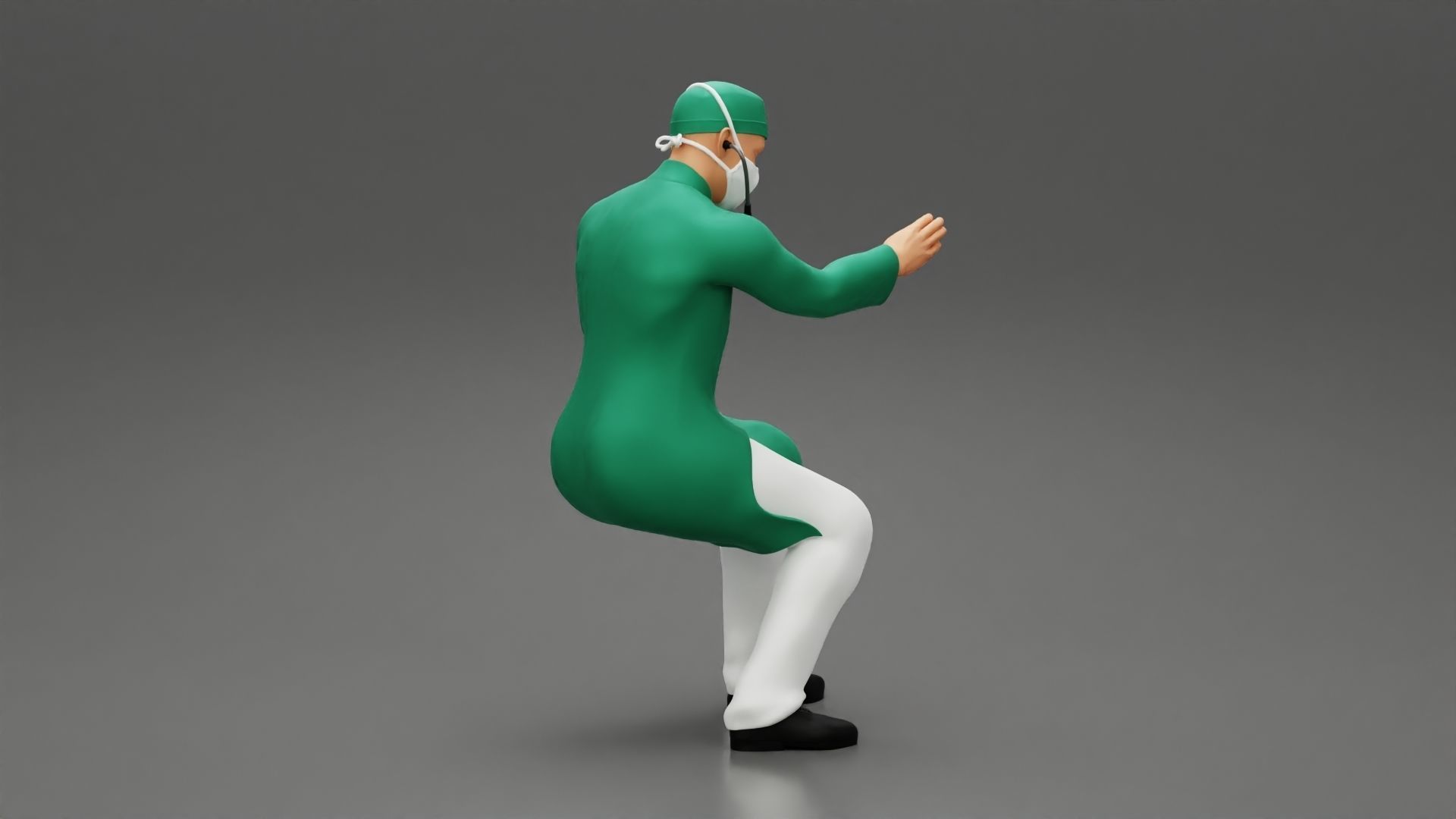 Doctor sitting examining a patients condition with a stethoscope 3D print model_3