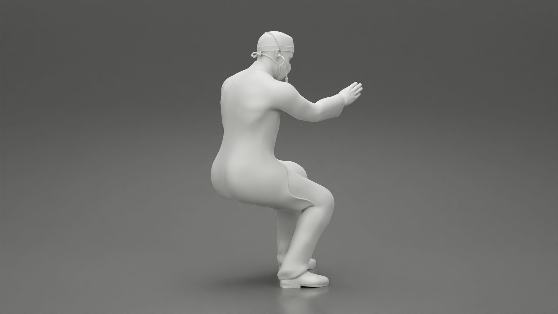 Doctor sitting examining a patients condition with a stethoscope 3D print model_9