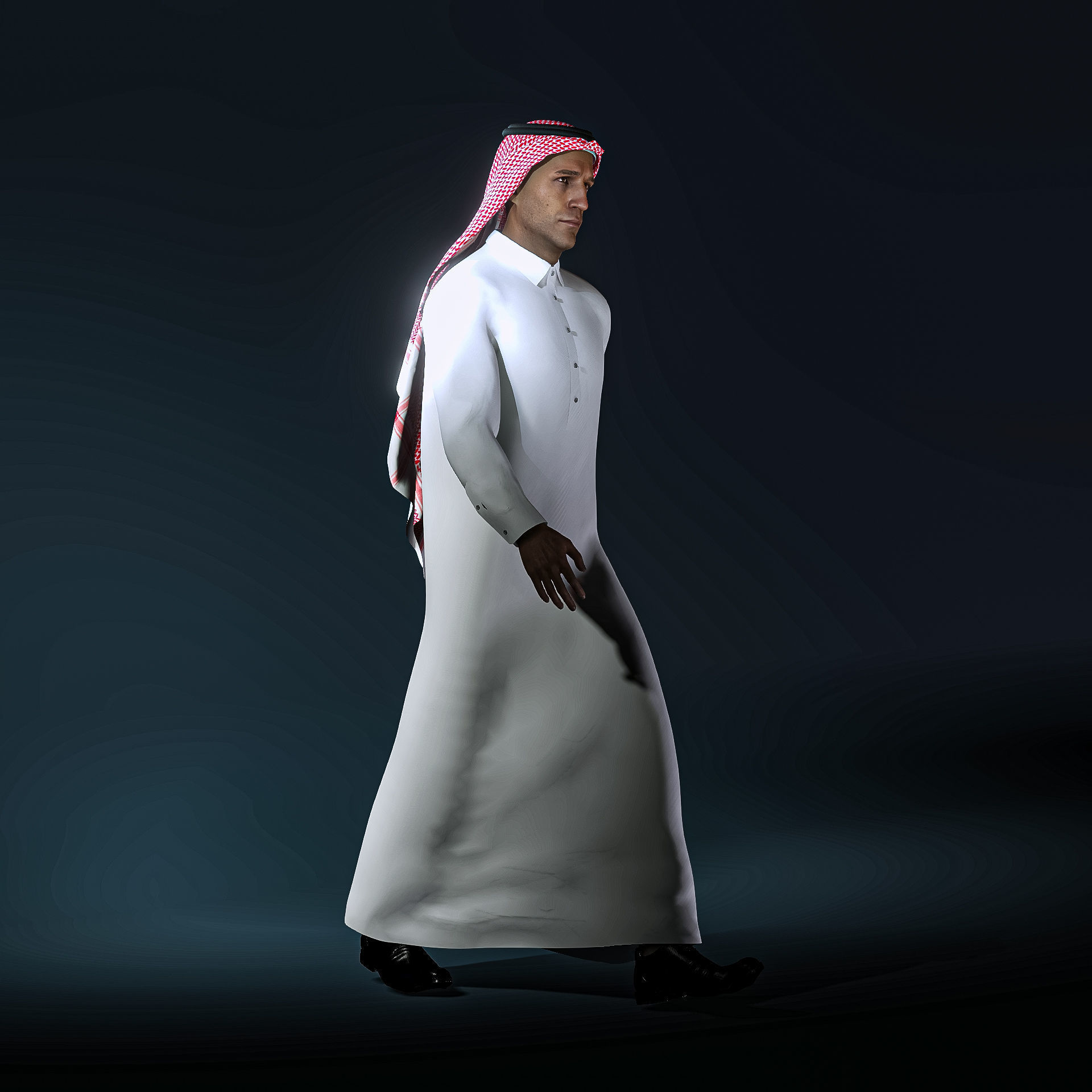 High Quality Realistic Arab Man Low-poly 3D model_7