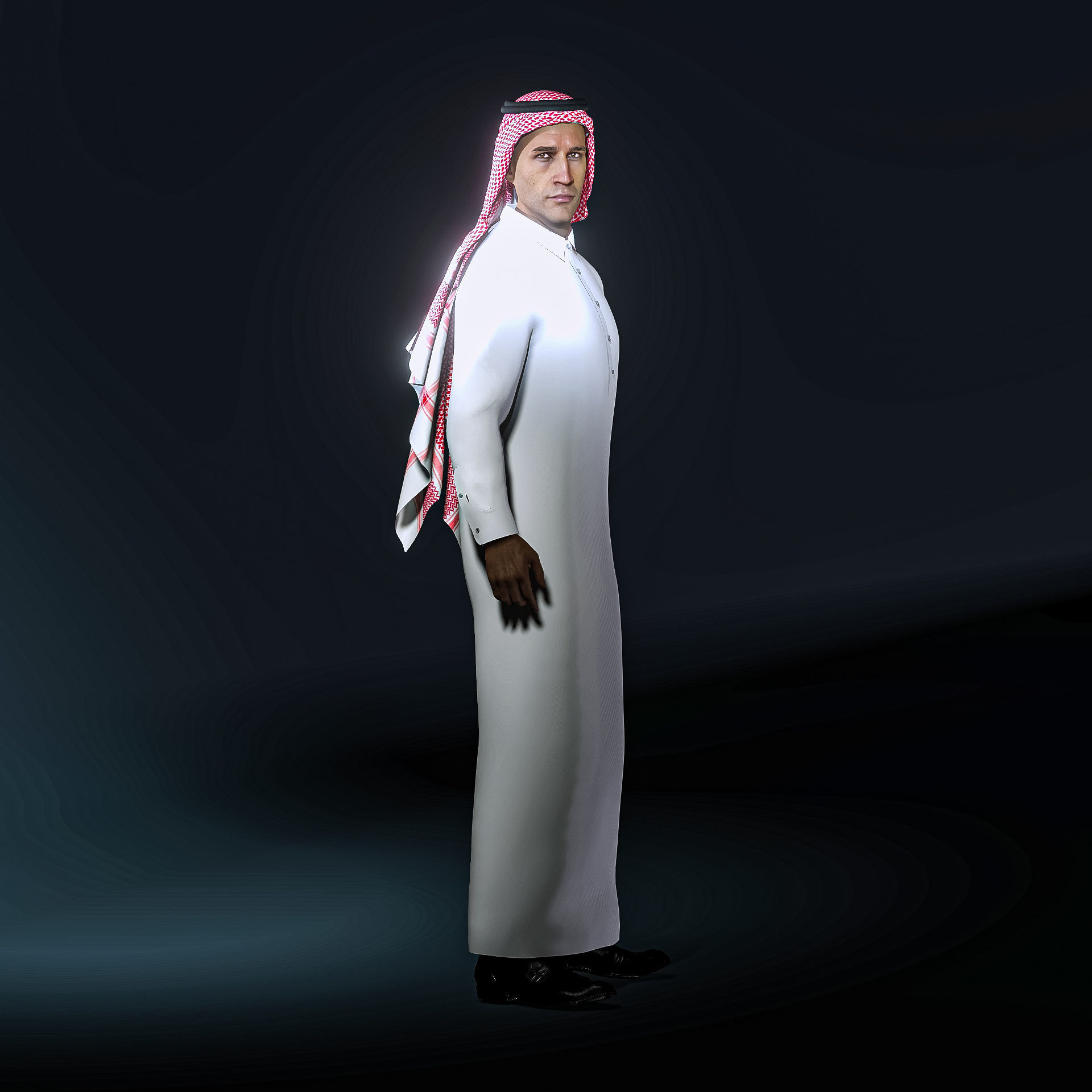 High Quality Realistic Arab Man Low-poly 3D model_5