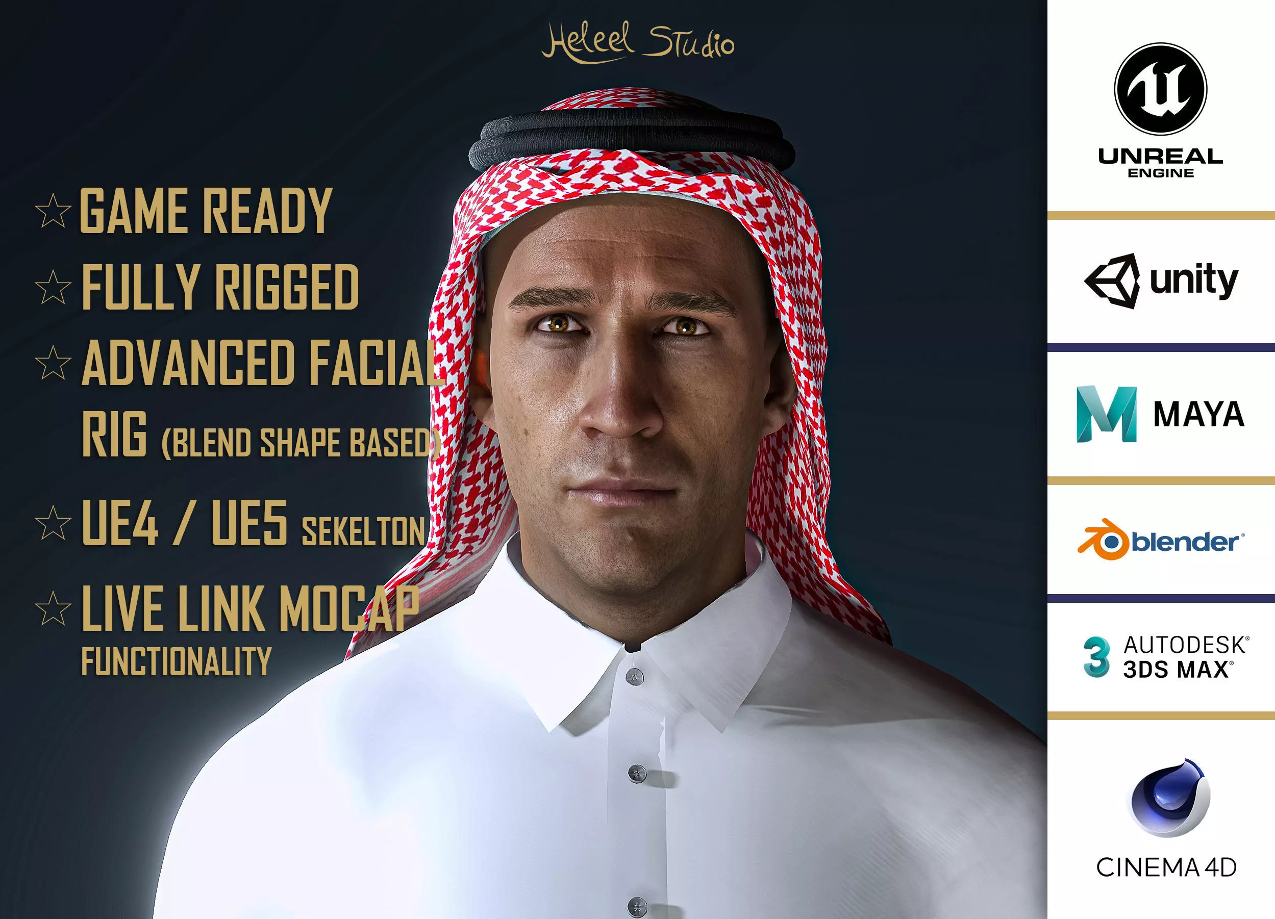 High Quality Realistic Arab Man Low-poly 3D model_0