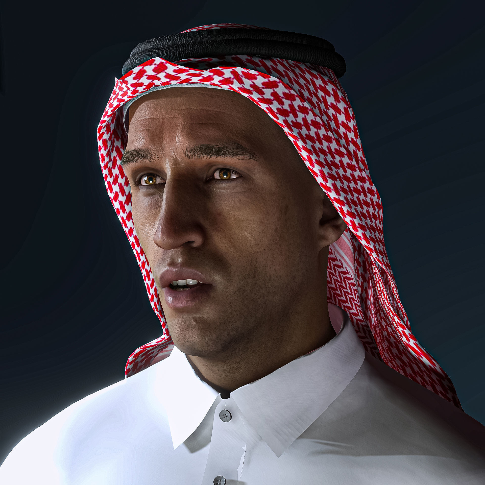 High Quality Realistic Arab Man Low-poly 3D model_13