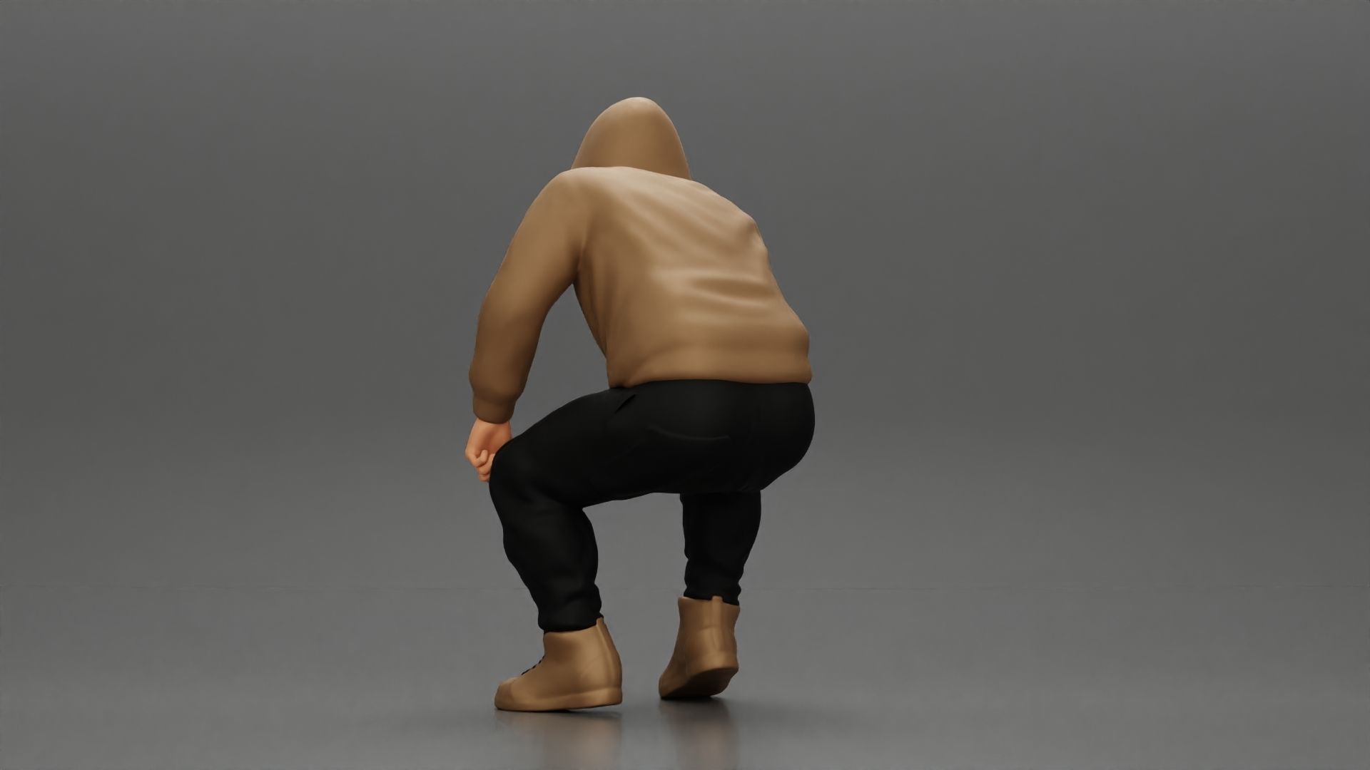 Young Gangster Man With Hoodie Sitting and thinking 3D print model_4