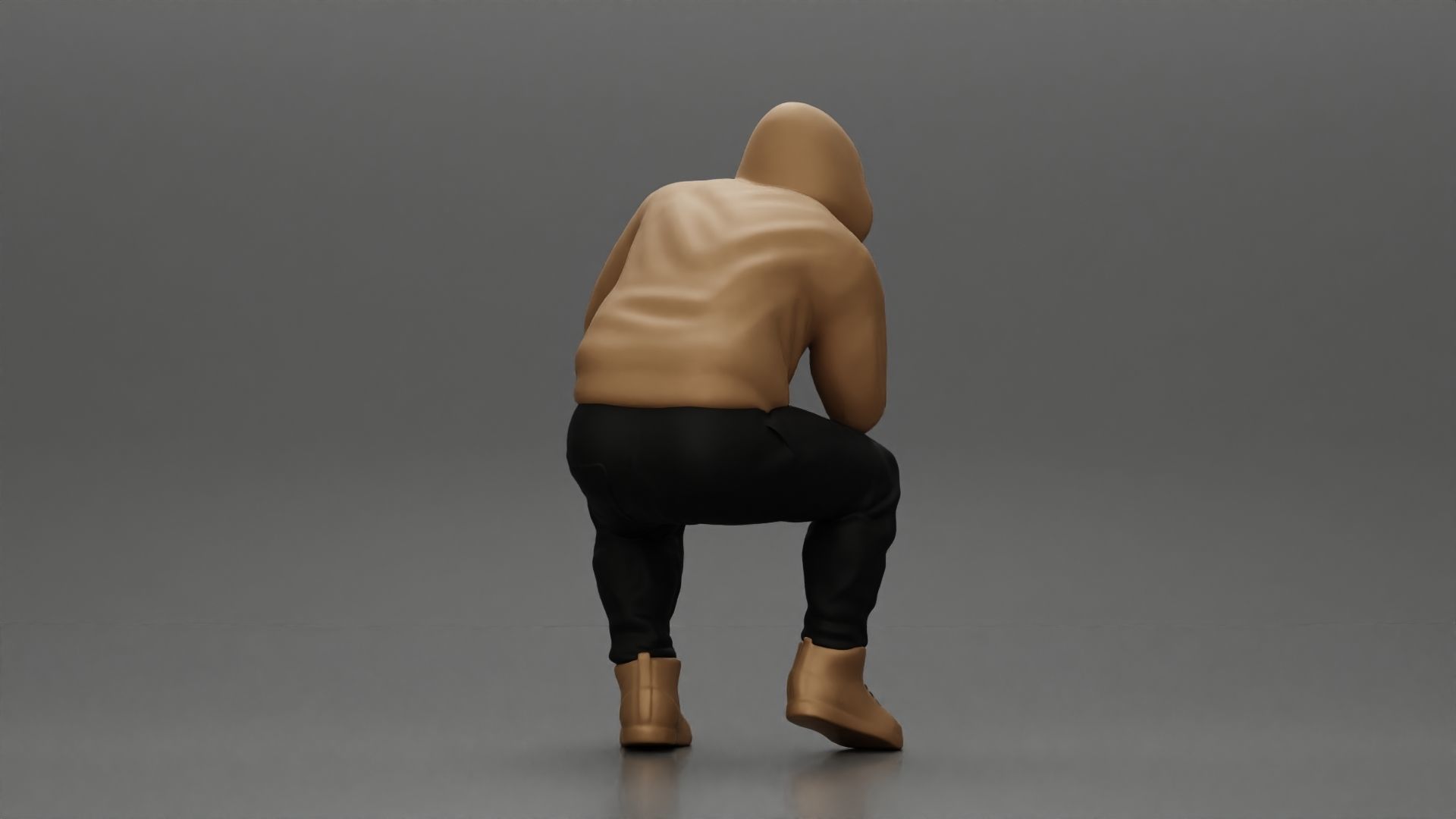 Young Gangster Man With Hoodie Sitting and thinking 3D print model_3
