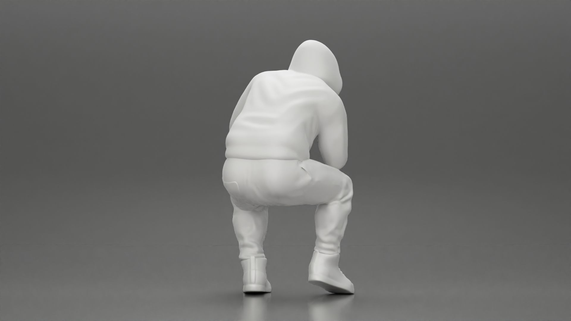 Young Gangster Man With Hoodie Sitting and thinking 3D print model_9