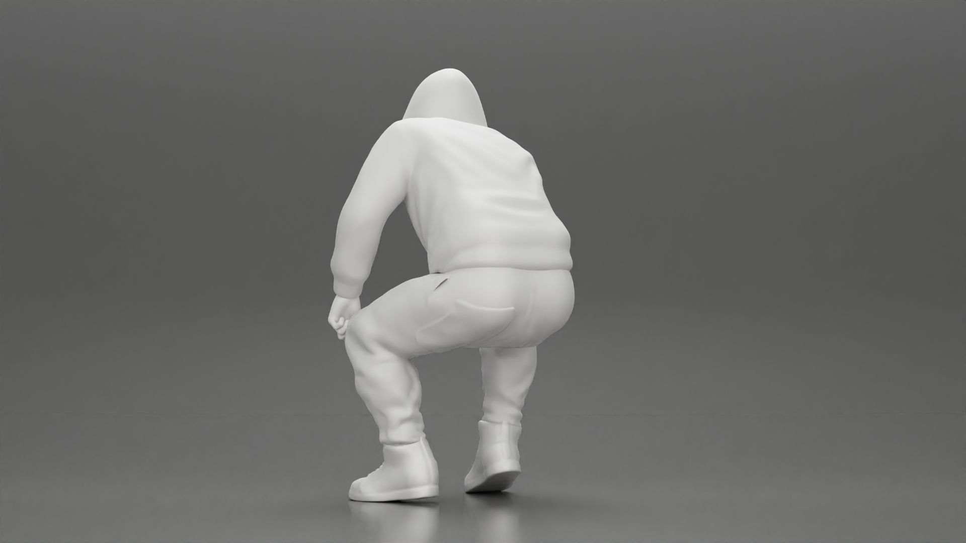 Young Gangster Man With Hoodie Sitting and thinking 3D print model_10