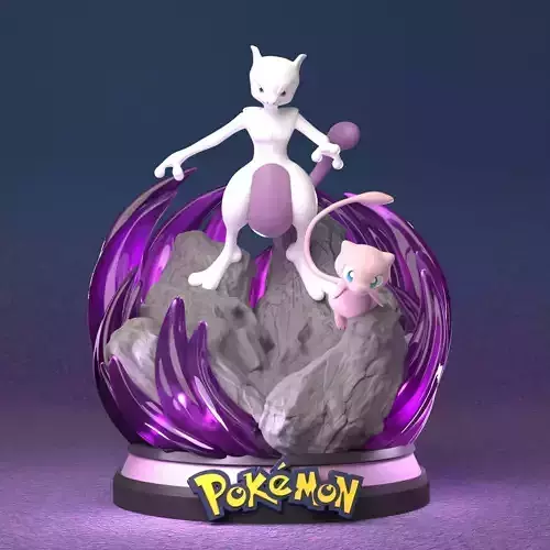 Pokemon - Mew and Mewtwo Diorama 