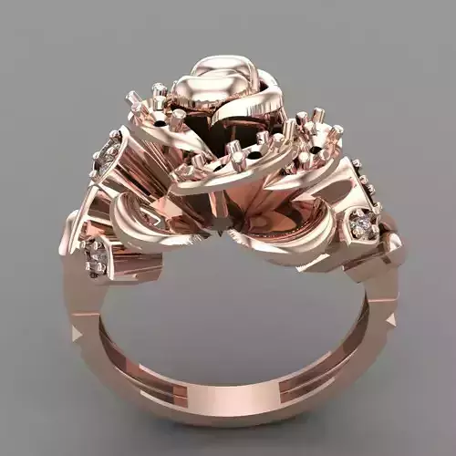 Wedding Engagement FLOWER WOMEN RING  3D print model