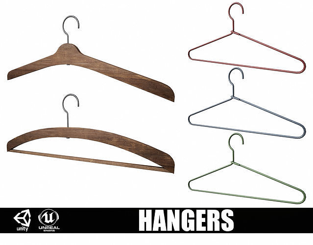 Set of 5 Cloth Hangers Free low-poly 3D model