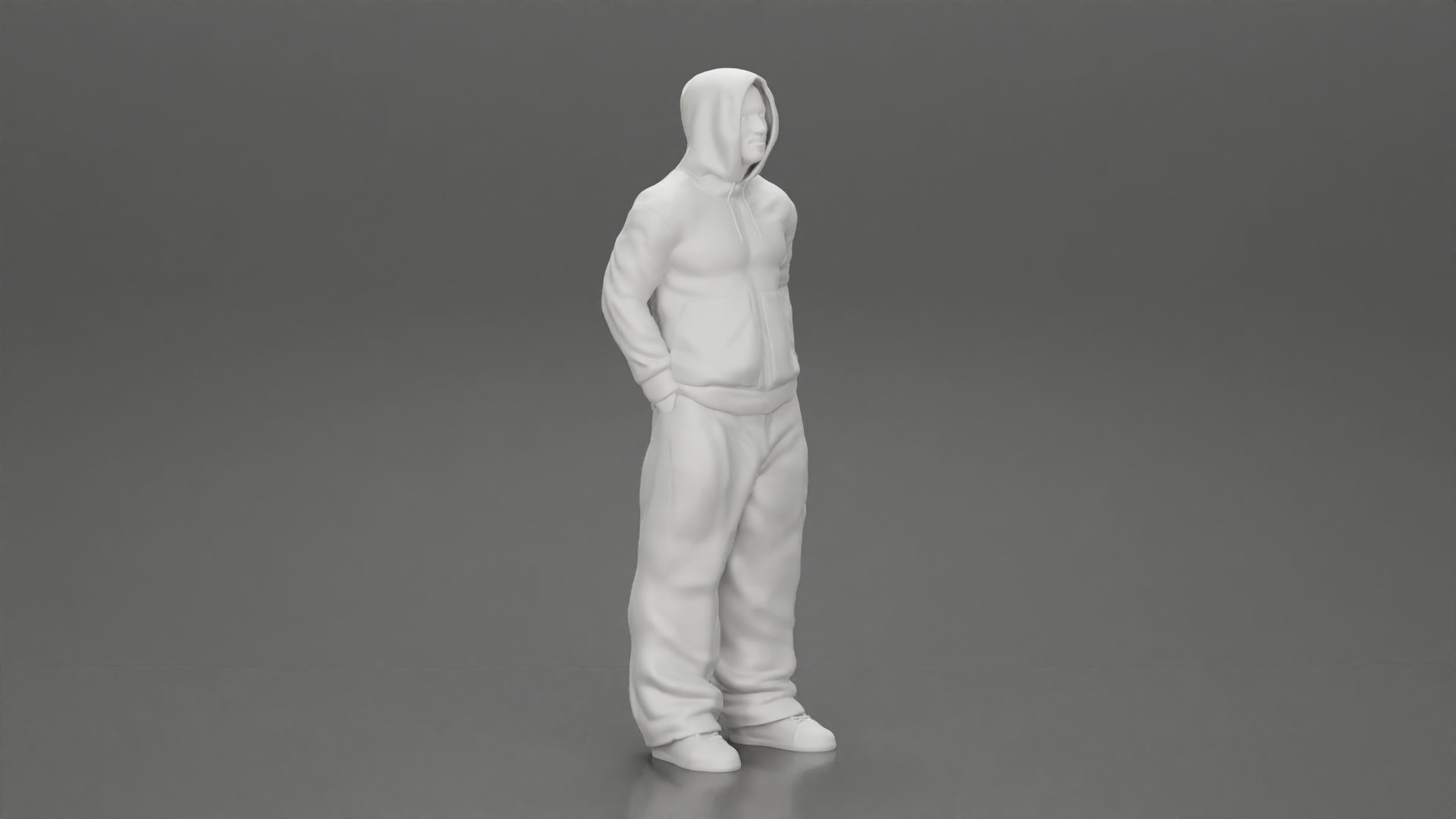 2 Gangster homie in hoodie standing with hands in pockets 3D print model_8