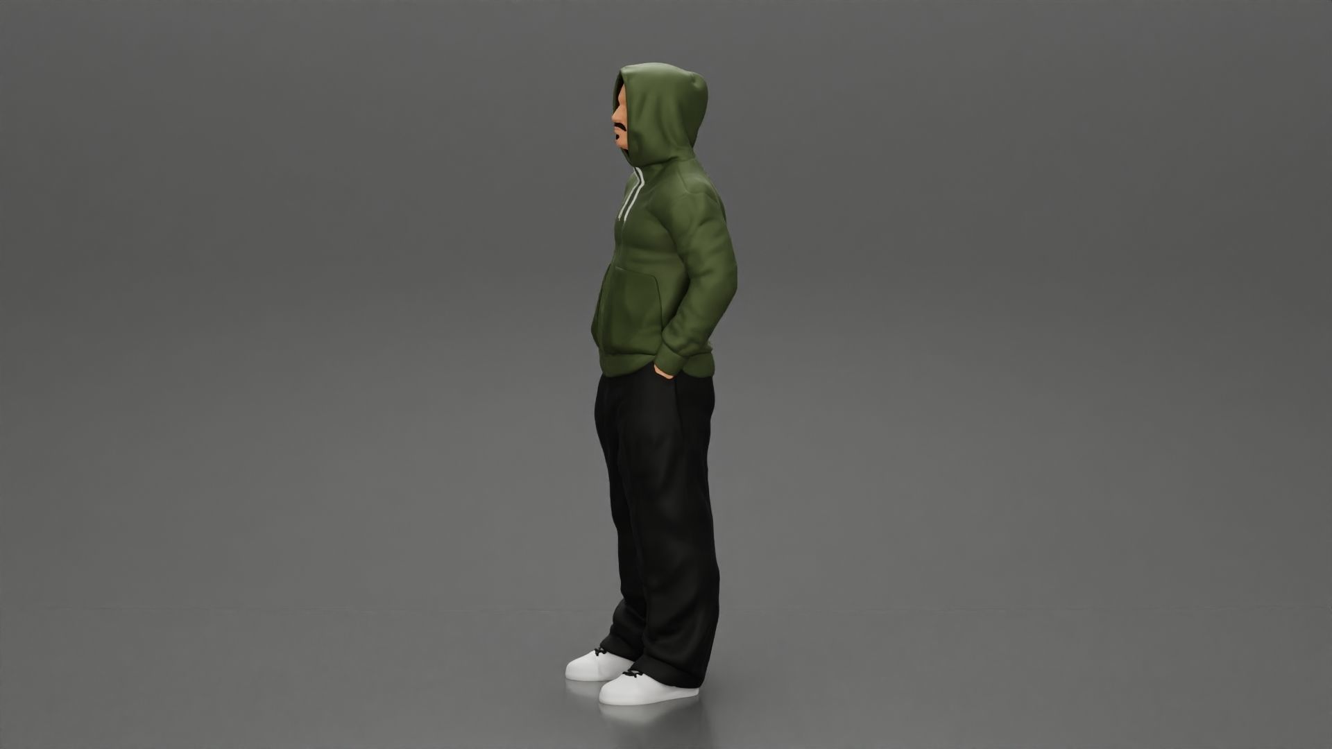 2 Gangster homie in hoodie standing with hands in pockets 3D print model_6