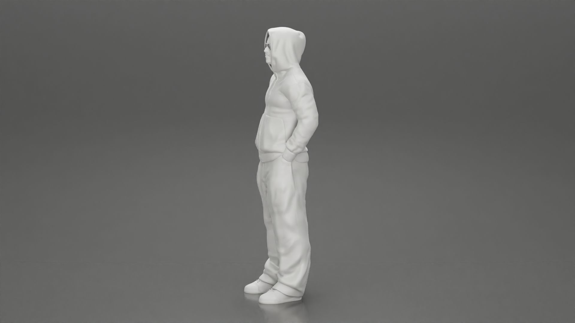 2 Gangster homie in hoodie standing with hands in pockets 3D print model_23