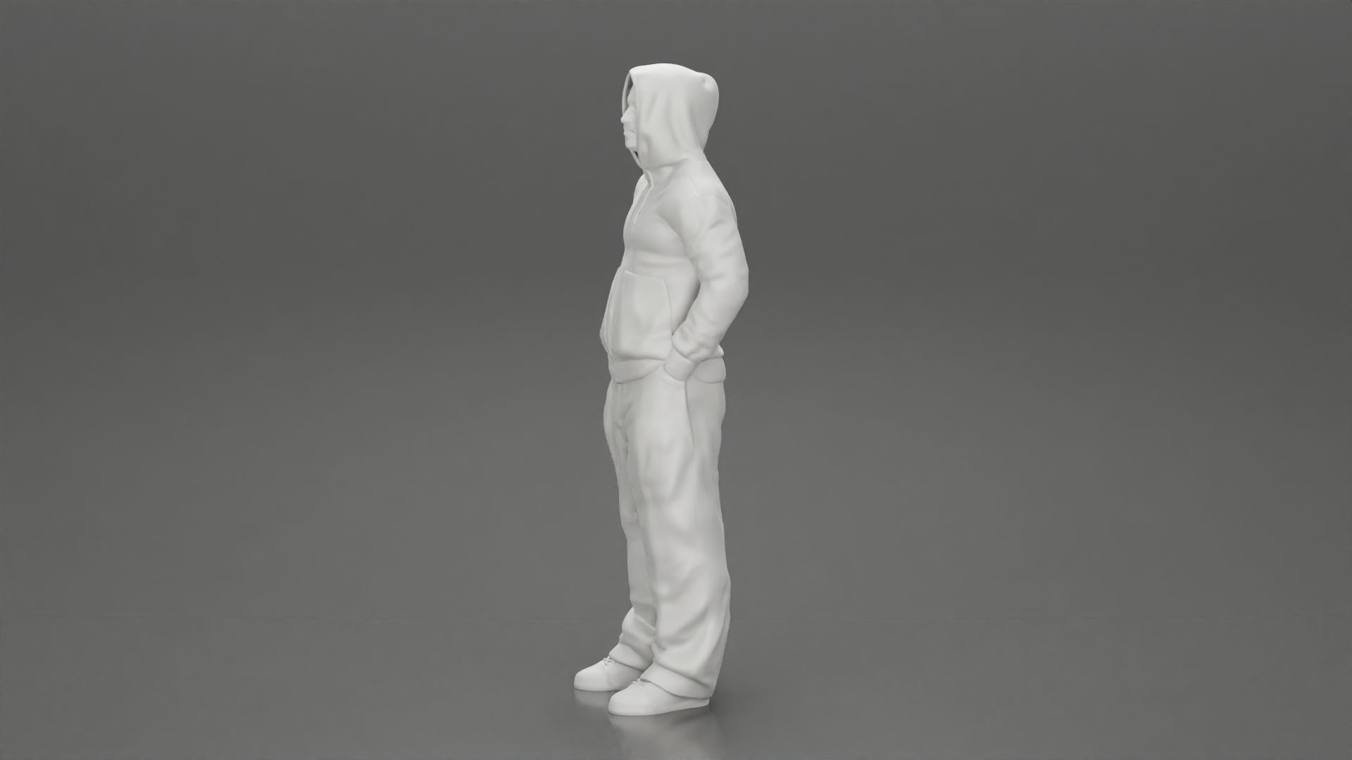 2 Gangster homie in hoodie standing with hands in pockets 3D print model_12