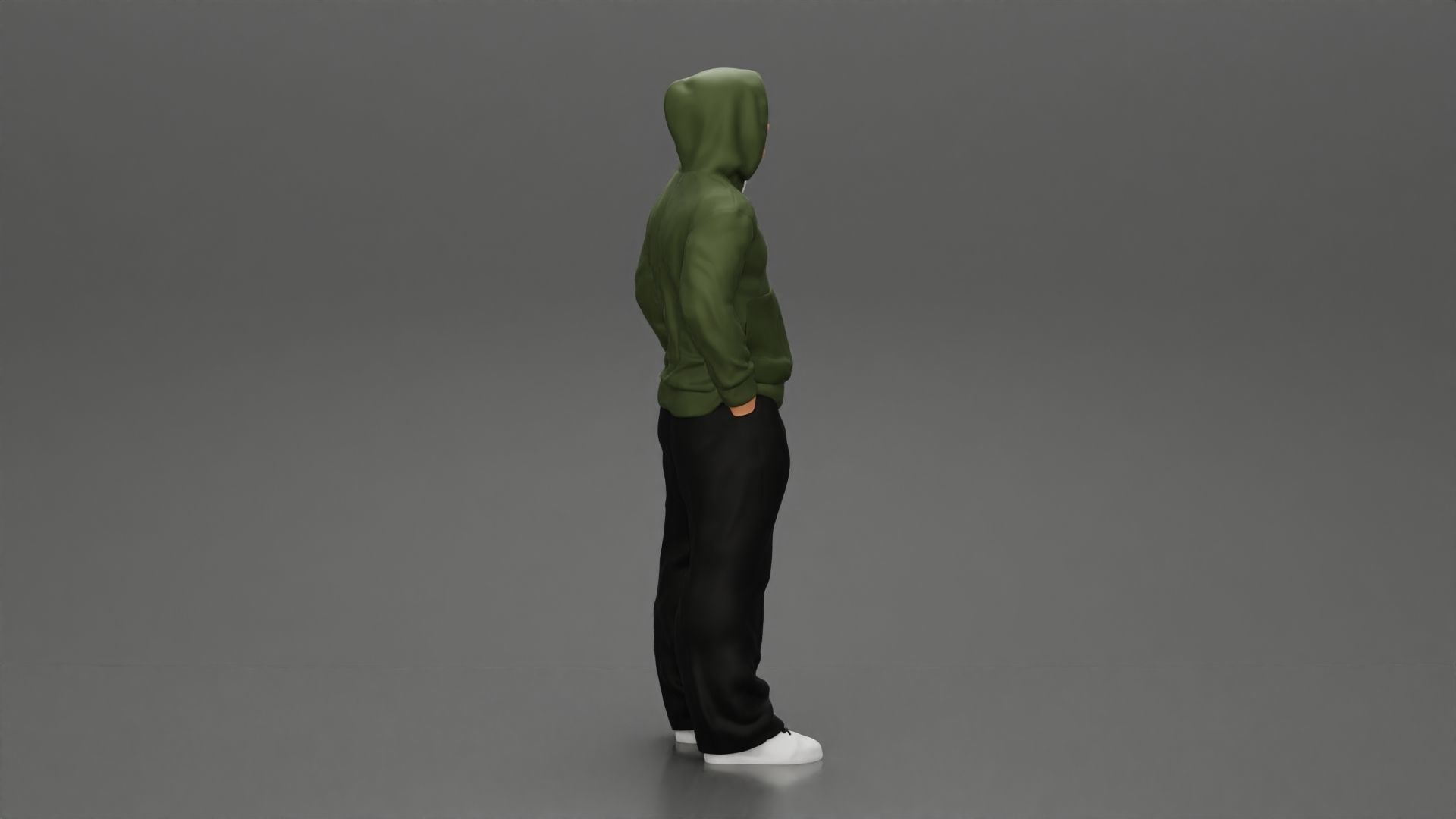 2 Gangster homie in hoodie standing with hands in pockets 3D print model_3