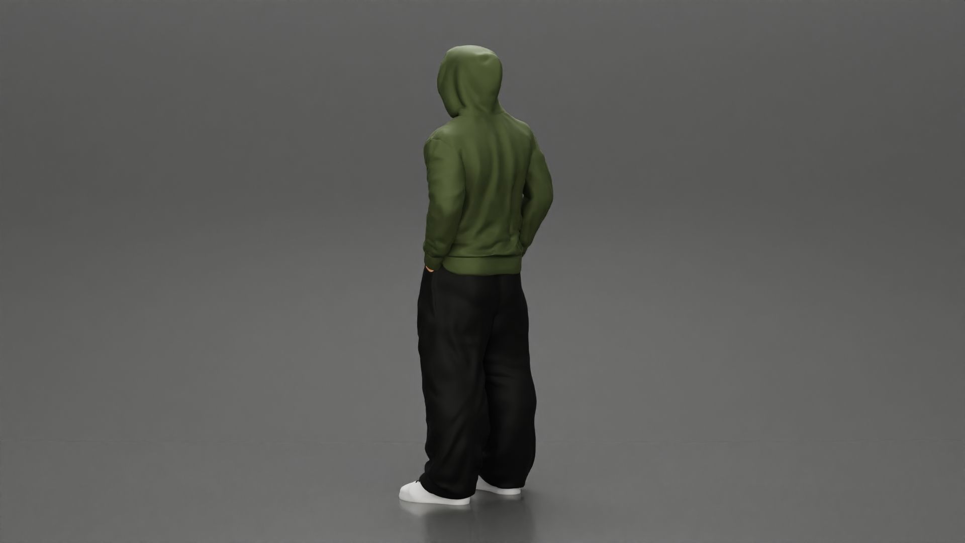 2 Gangster homie in hoodie standing with hands in pockets 3D print model_5
