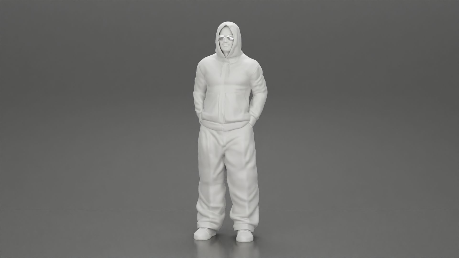 2 Gangster homie in hoodie standing with hands in pockets 3D print model_18