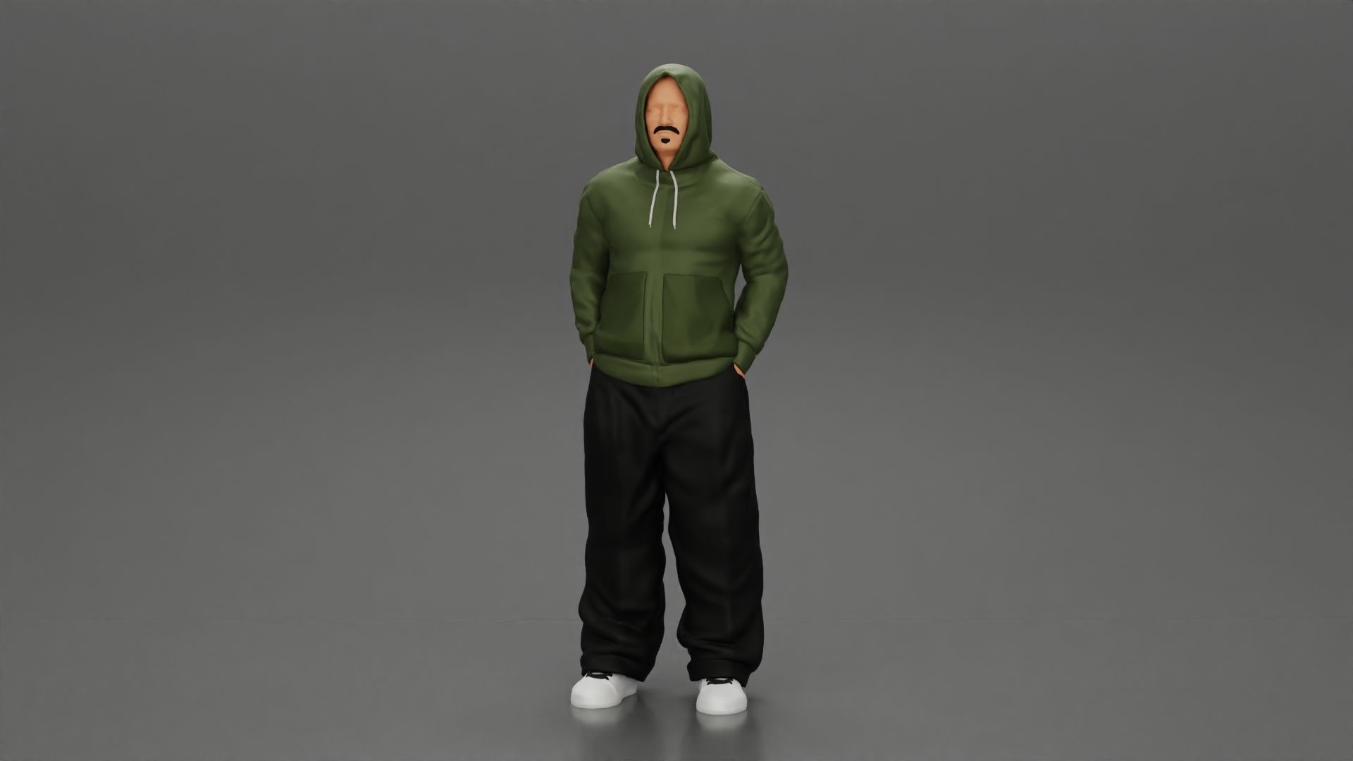 2 Gangster homie in hoodie standing with hands in pockets 3D print model_1