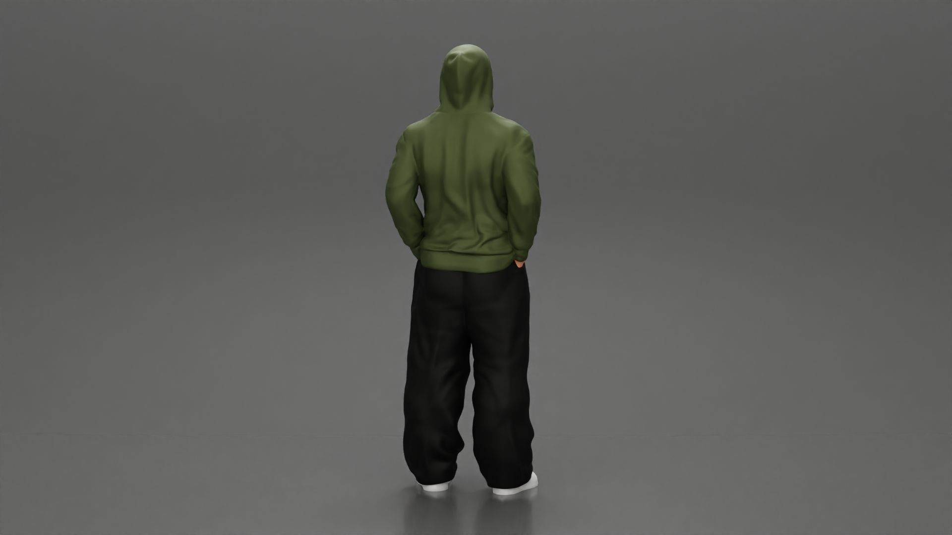 2 Gangster homie in hoodie standing with hands in pockets 3D print model_4