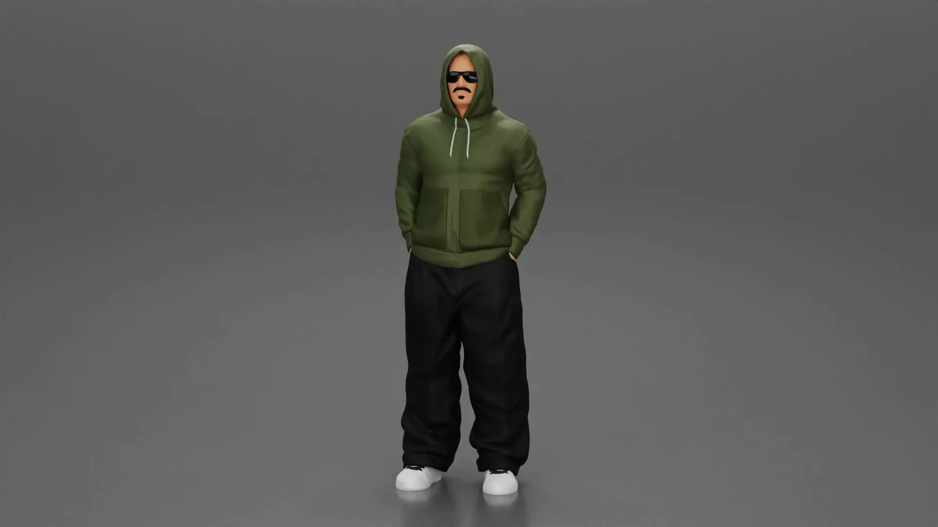 2 Gangster homie in hoodie standing with hands in pockets 3D print model_0