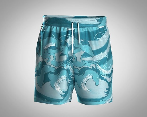 Mens Shorts Pant-Ride The Wave 3D model