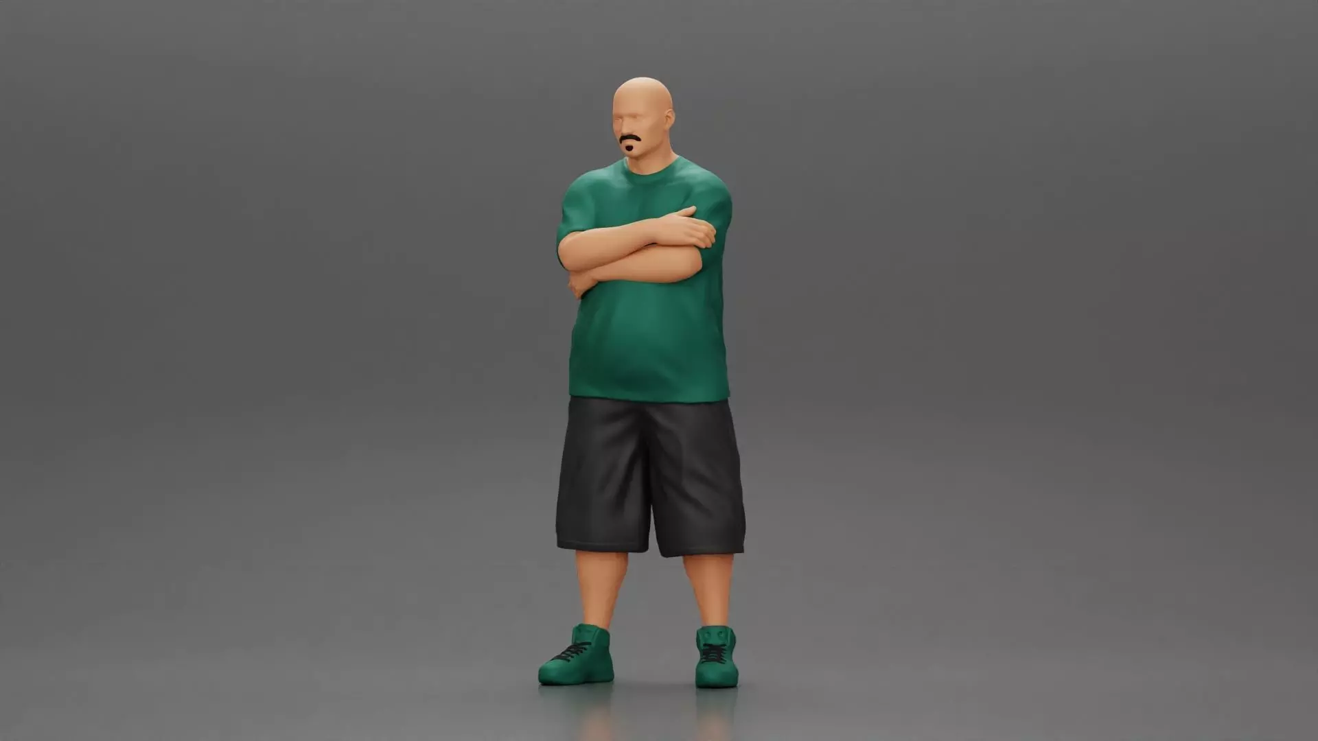 Fat Gangster standing and folding one s arms 3D print model_0