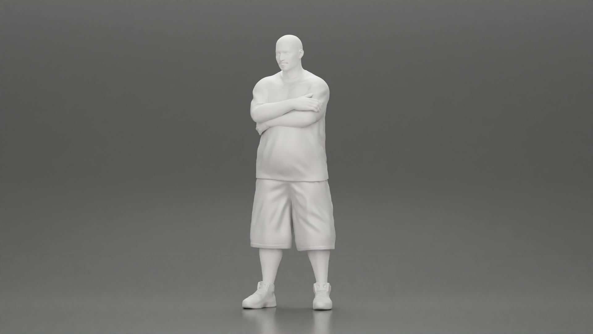 Fat Gangster standing and folding one s arms 3D print model_6