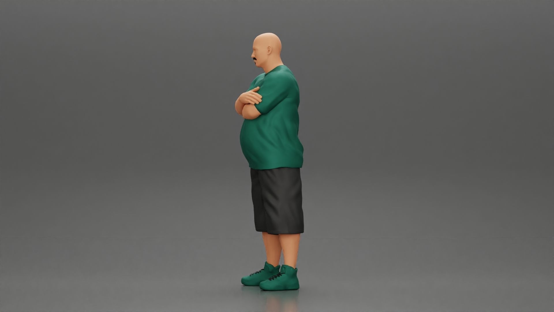 Fat Gangster standing and folding one s arms 3D print model_5