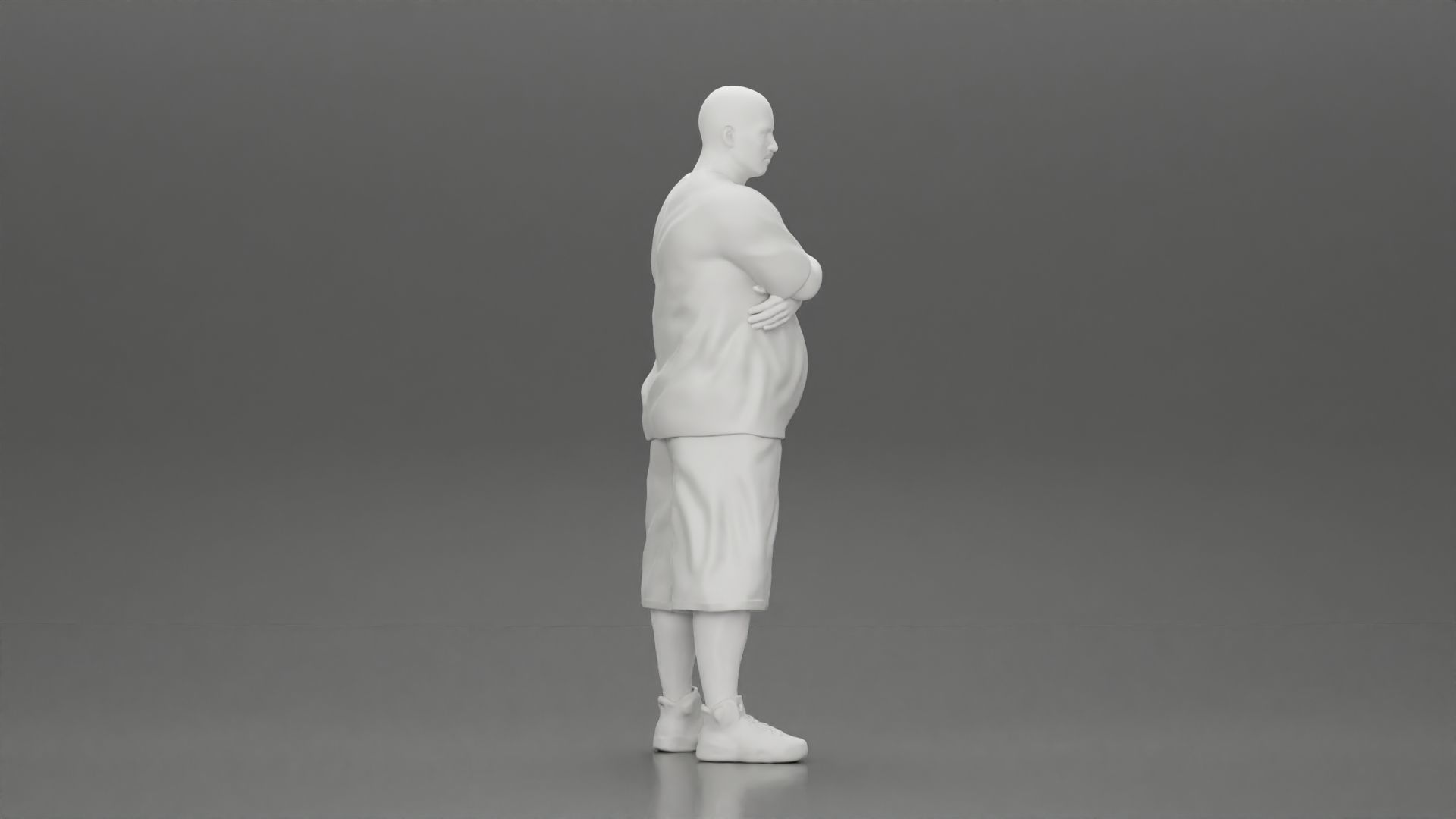 Fat Gangster standing and folding one s arms 3D print model_8
