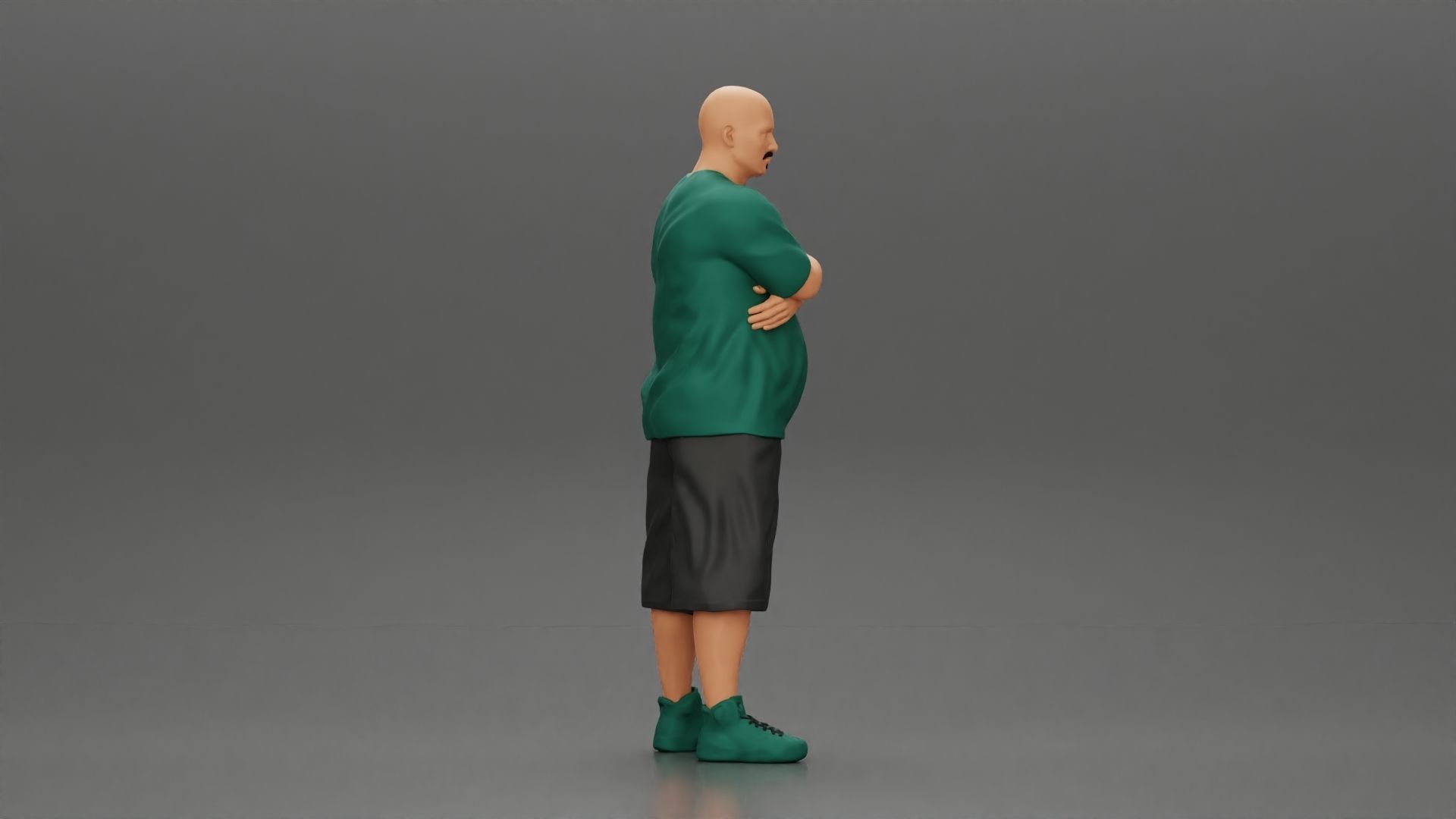 Fat Gangster standing and folding one s arms 3D print model_2