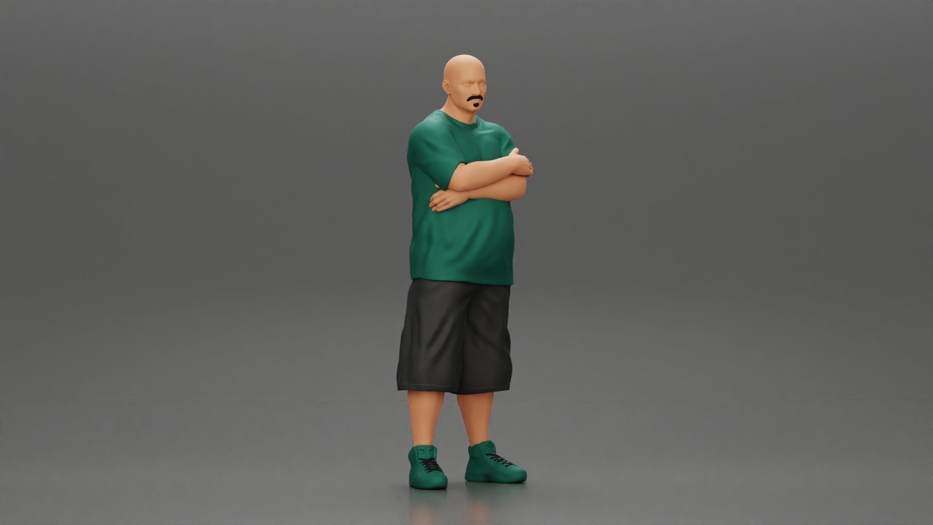 Fat Gangster standing and folding one s arms 3D print model_1