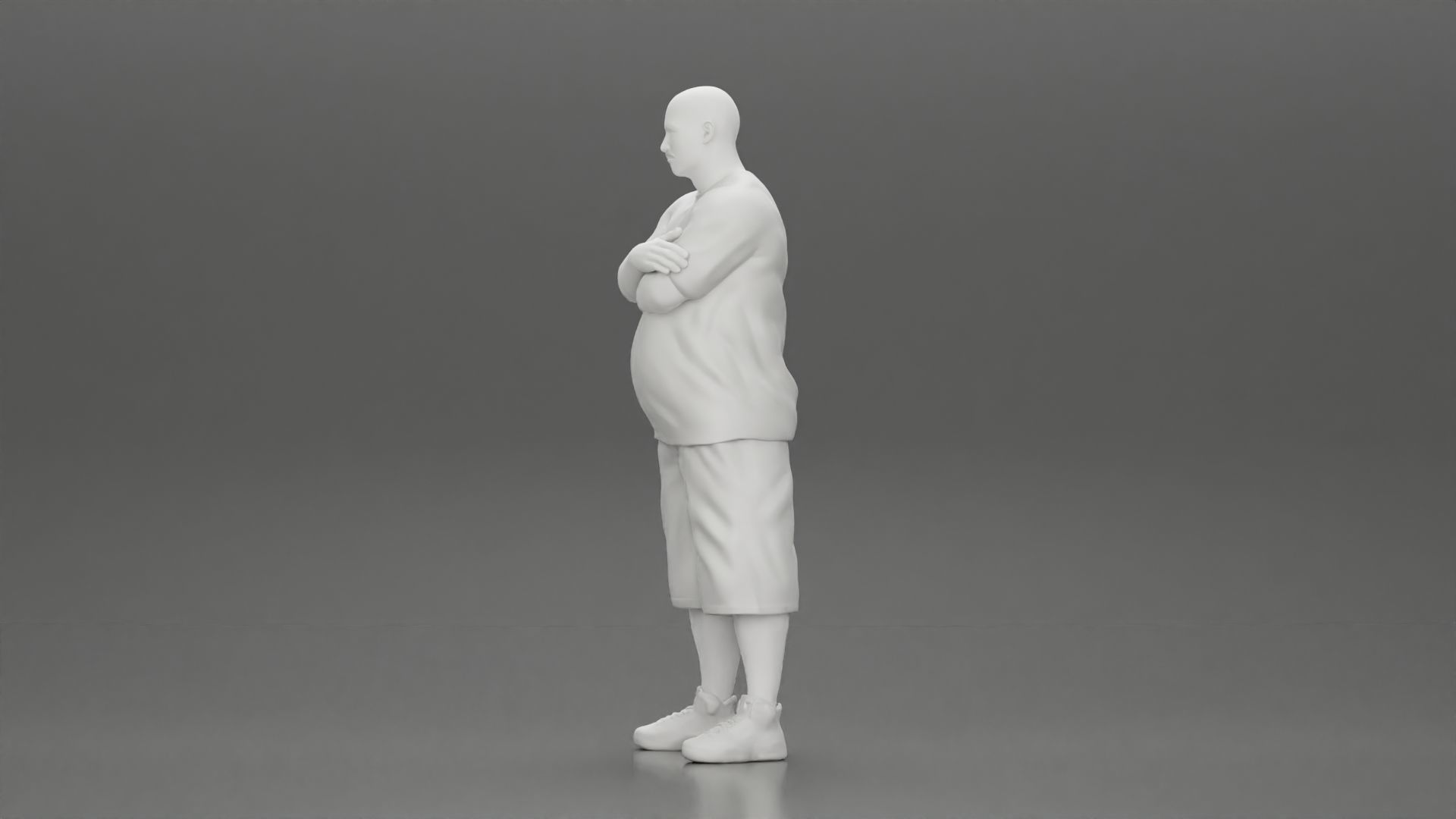 Fat Gangster standing and folding one s arms 3D print model_11