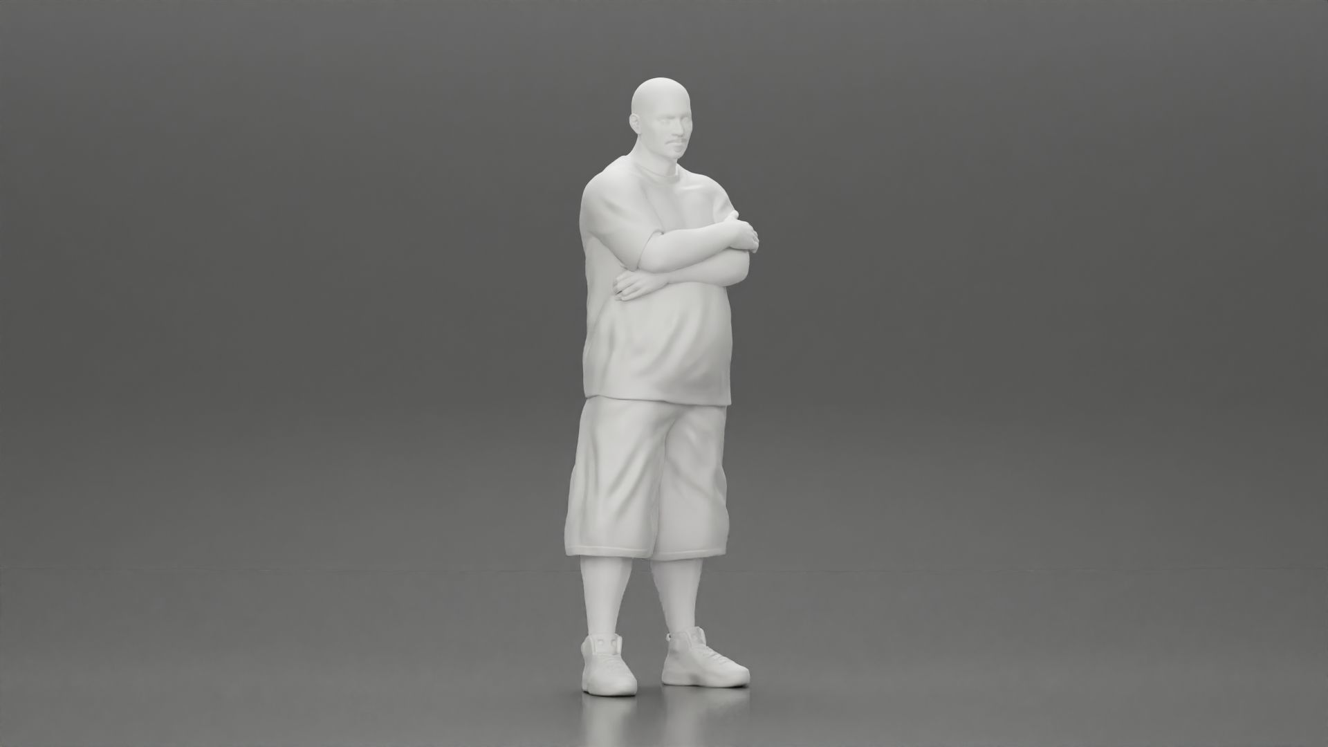 Fat Gangster standing and folding one s arms 3D print model_7