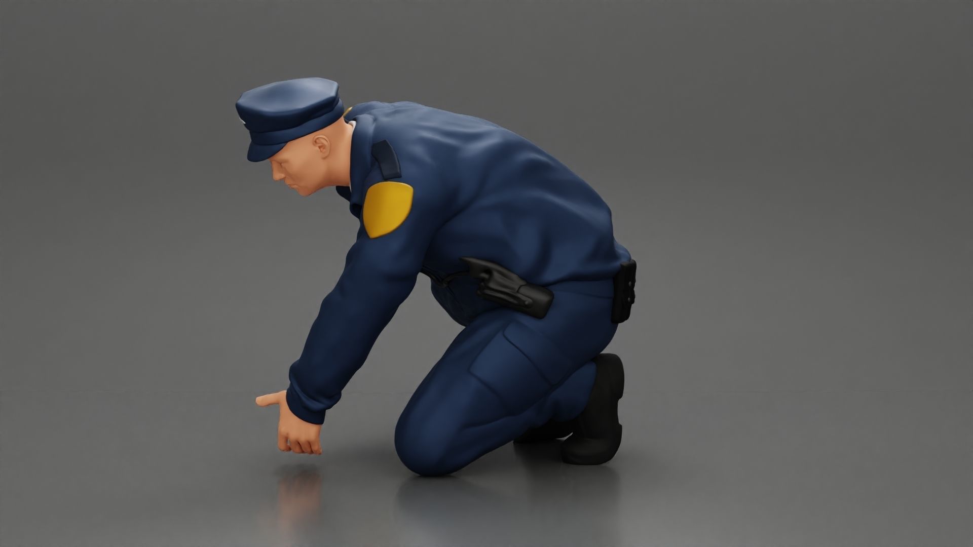 policeman officer sitting and puts handcuffs on a gangster 3D print model_4