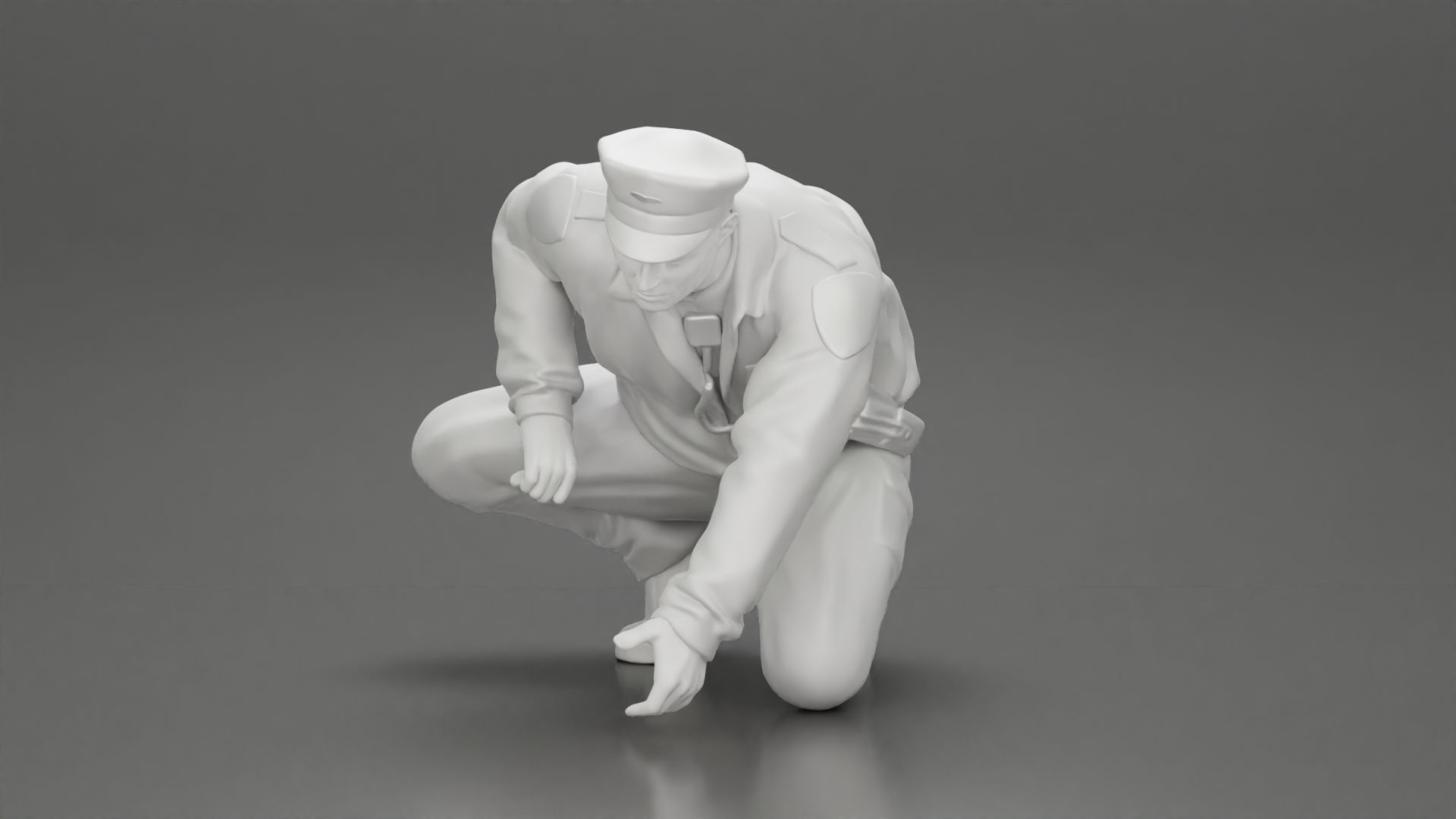 policeman officer sitting and puts handcuffs on a gangster 3D print model_11