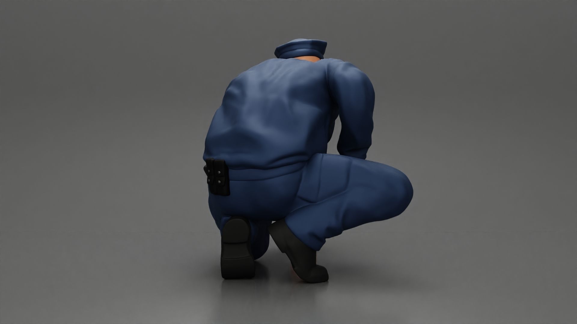policeman officer sitting and puts handcuffs on a gangster 3D print model_2