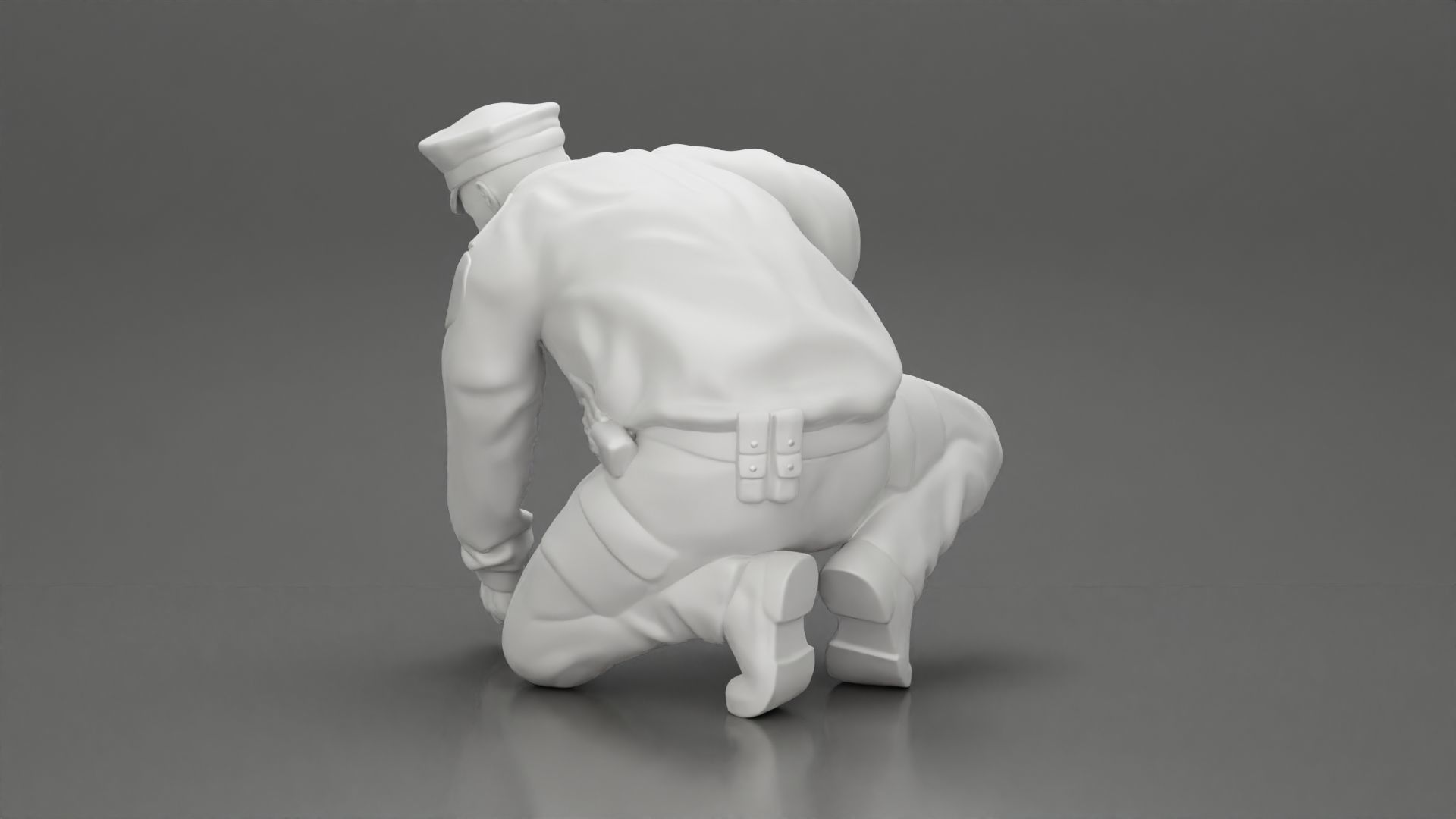 policeman officer sitting and puts handcuffs on a gangster 3D print model_9
