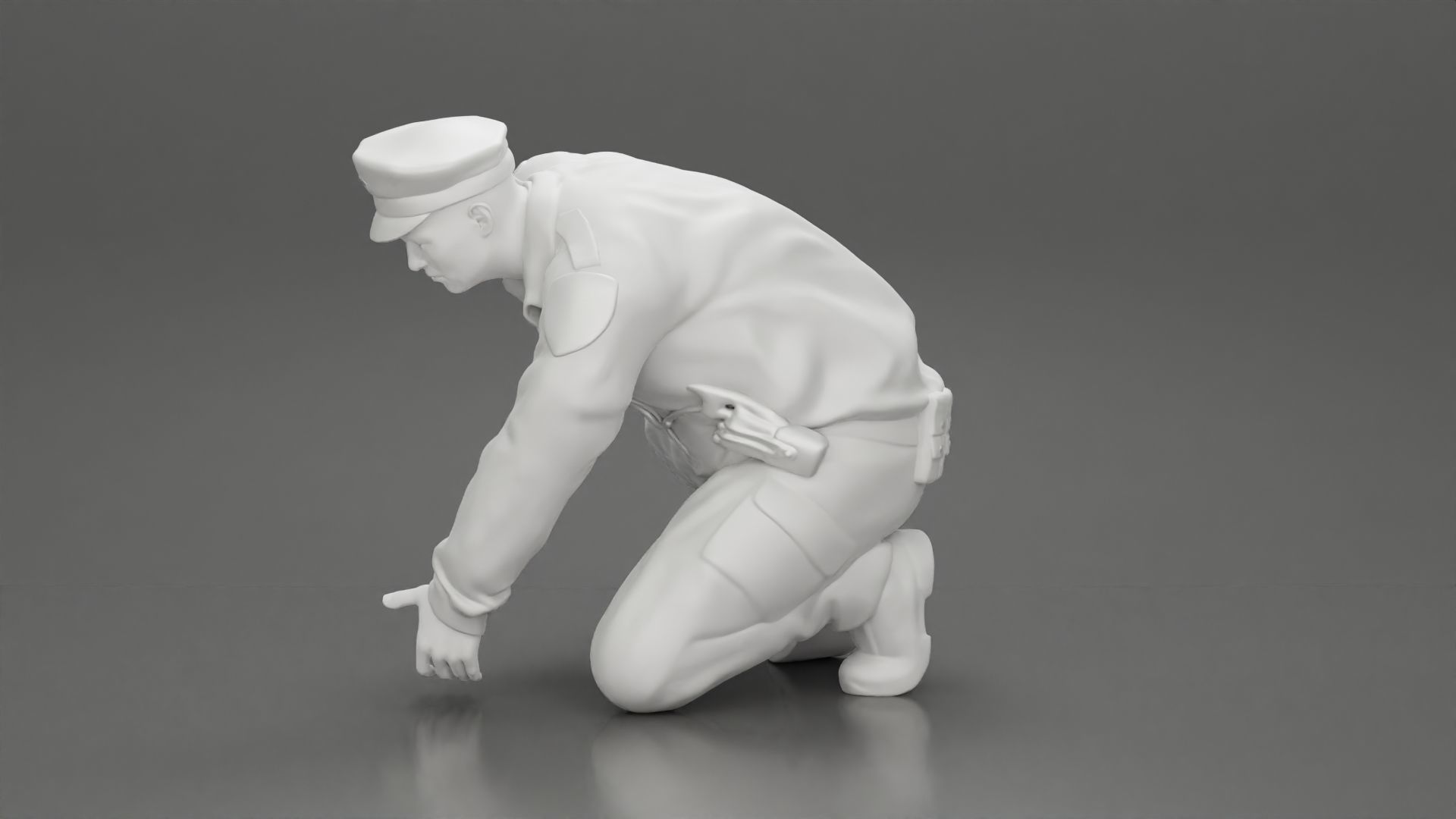 policeman officer sitting and puts handcuffs on a gangster 3D print model_10