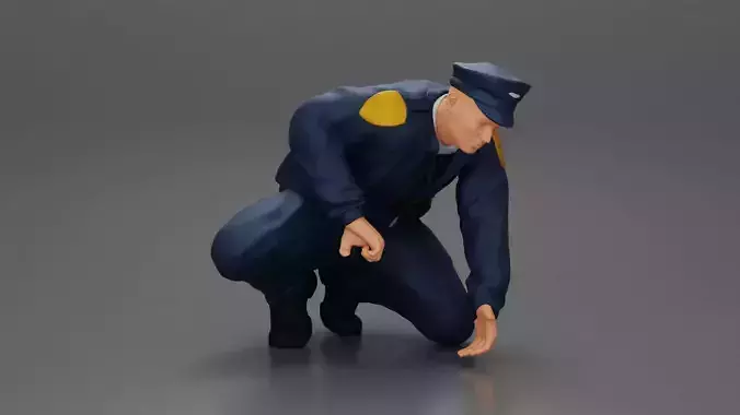 policeman officer sitting and puts handcuffs on a gangster