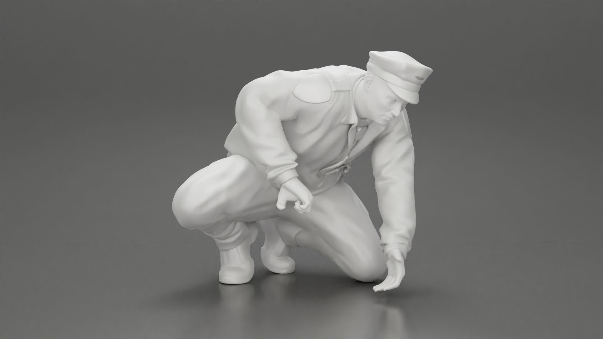 policeman officer sitting and puts handcuffs on a gangster 3D print model_6